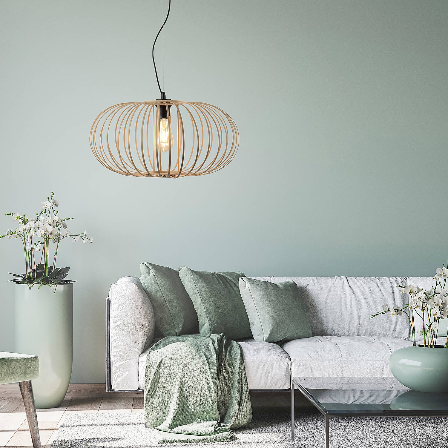 Racoon Pendant Lamp Bamboo Iron 1-light