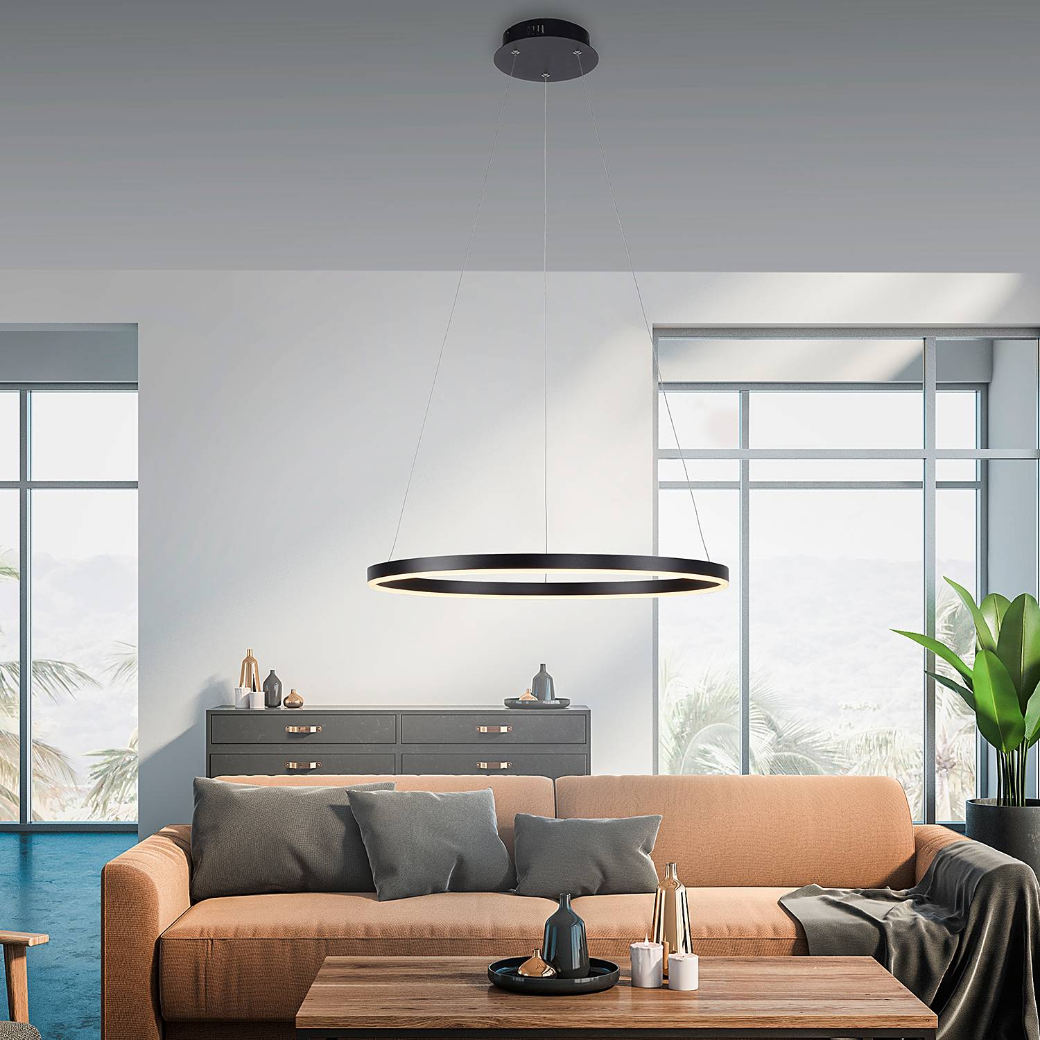 1-Flame LED pendant lamp Ritus Type B Aluminium Black