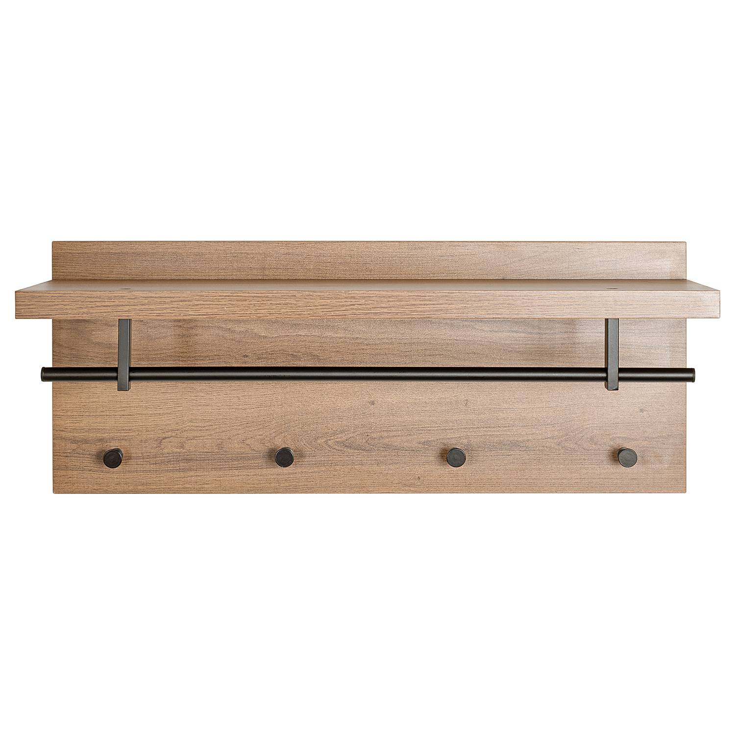 Wall coat rack Dunnet 75 cm Oak Decor Black