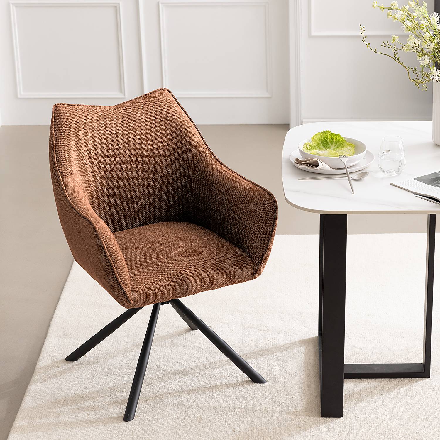 Rotating armchair Solin rust brown
