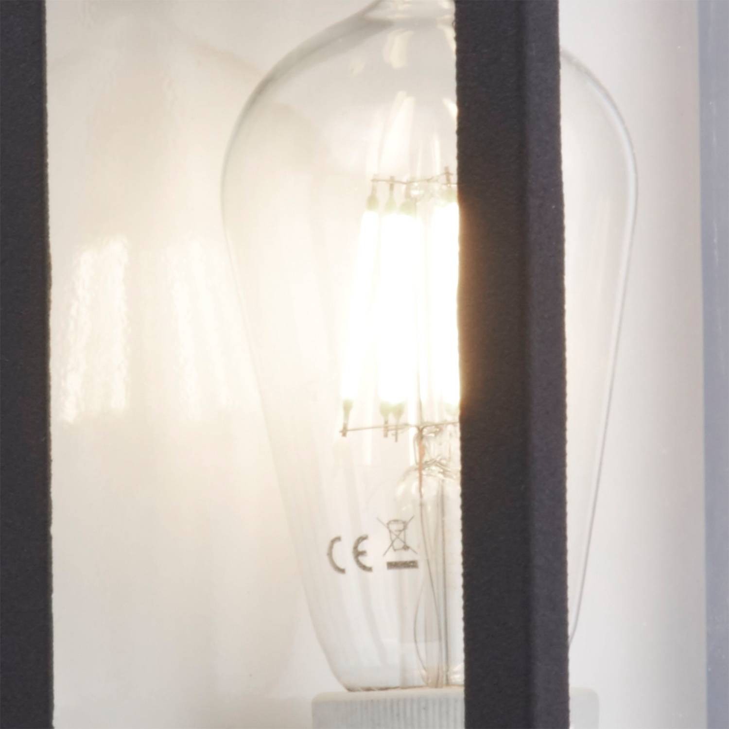 Flush wall light clear glass aluminum black
