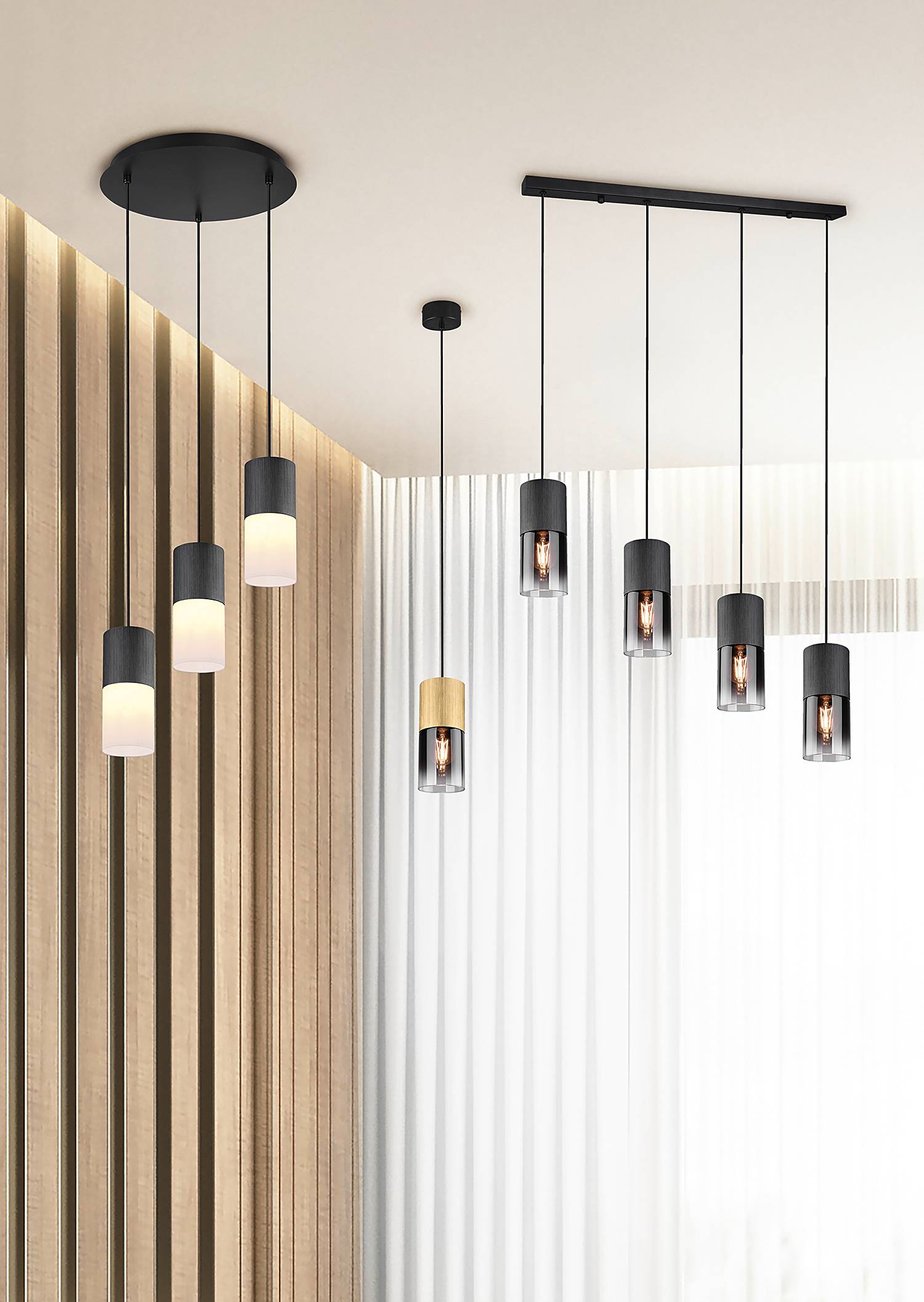 Robin Type A Pendant Lamp Smoked Glass Steel Single-flame