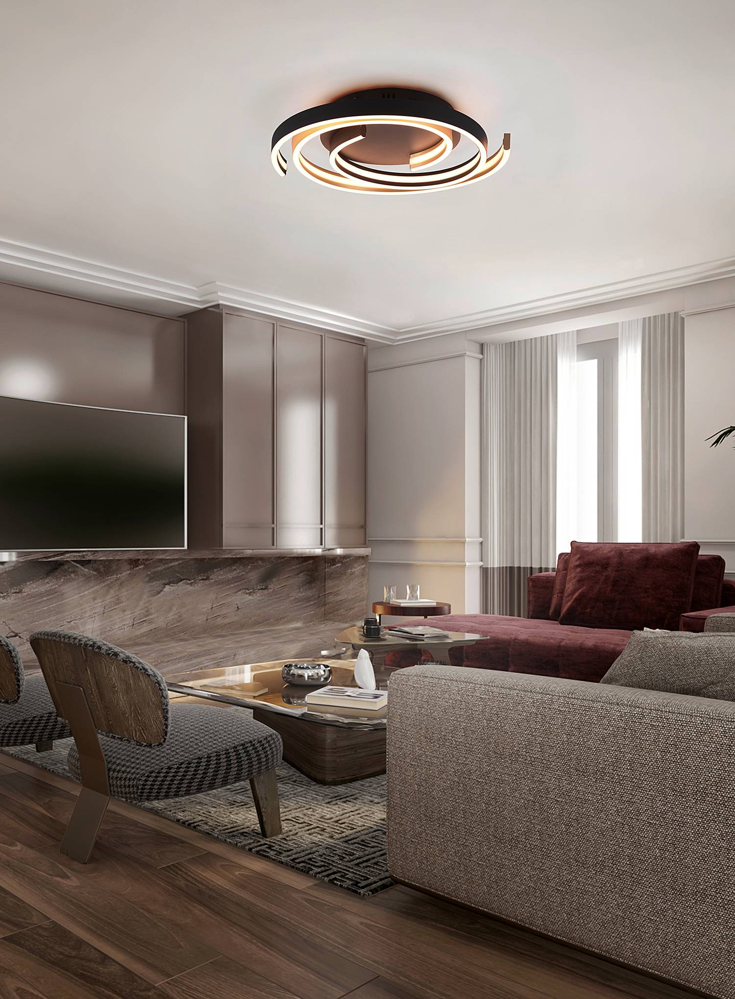 LED ceiling light Caya Black Ø 50cm