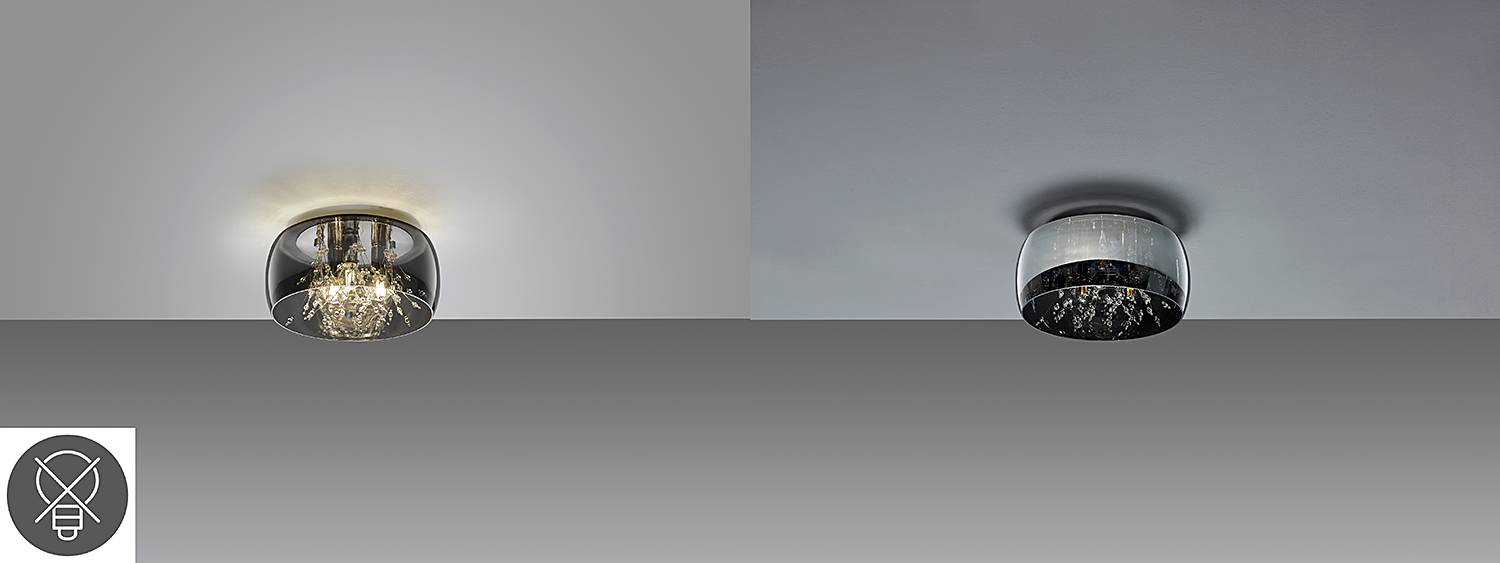 Ceiling light Crystel Smoked glass Steel Diameter: 34 cm