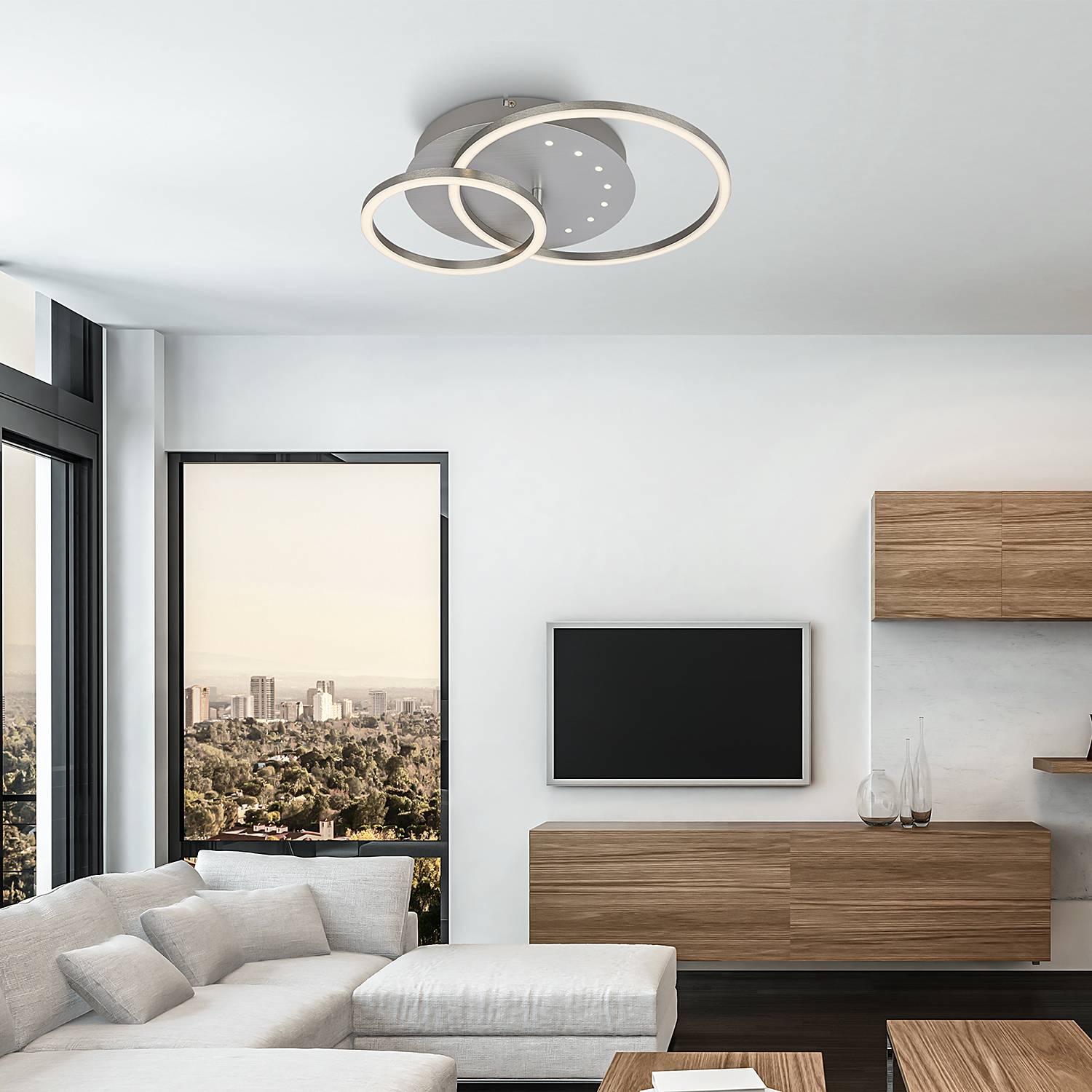 LED Ceiling Light Arruda Round Aluminum Silver