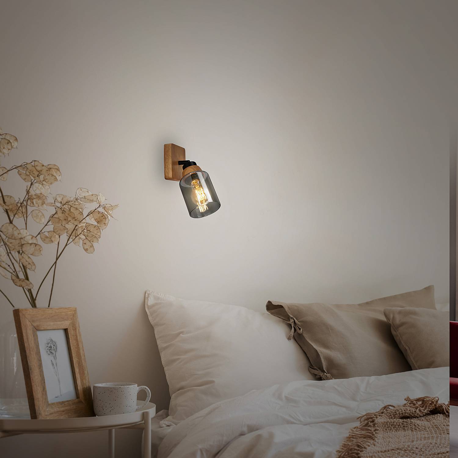 Meidelo Wall Lamp Aluminum Smoked Glass Black 1-light