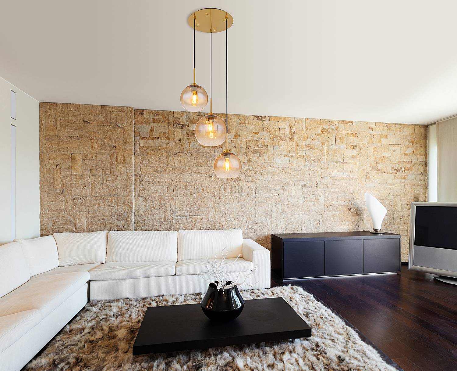Jamessa pendant light tinted glass iron 3-light