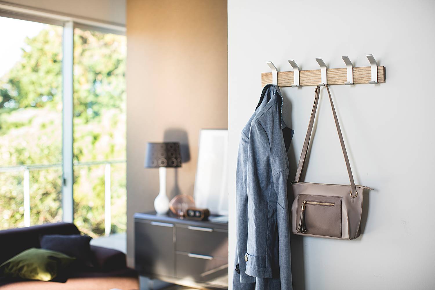 Coat rack Rin Ash wood Part-solid Silver