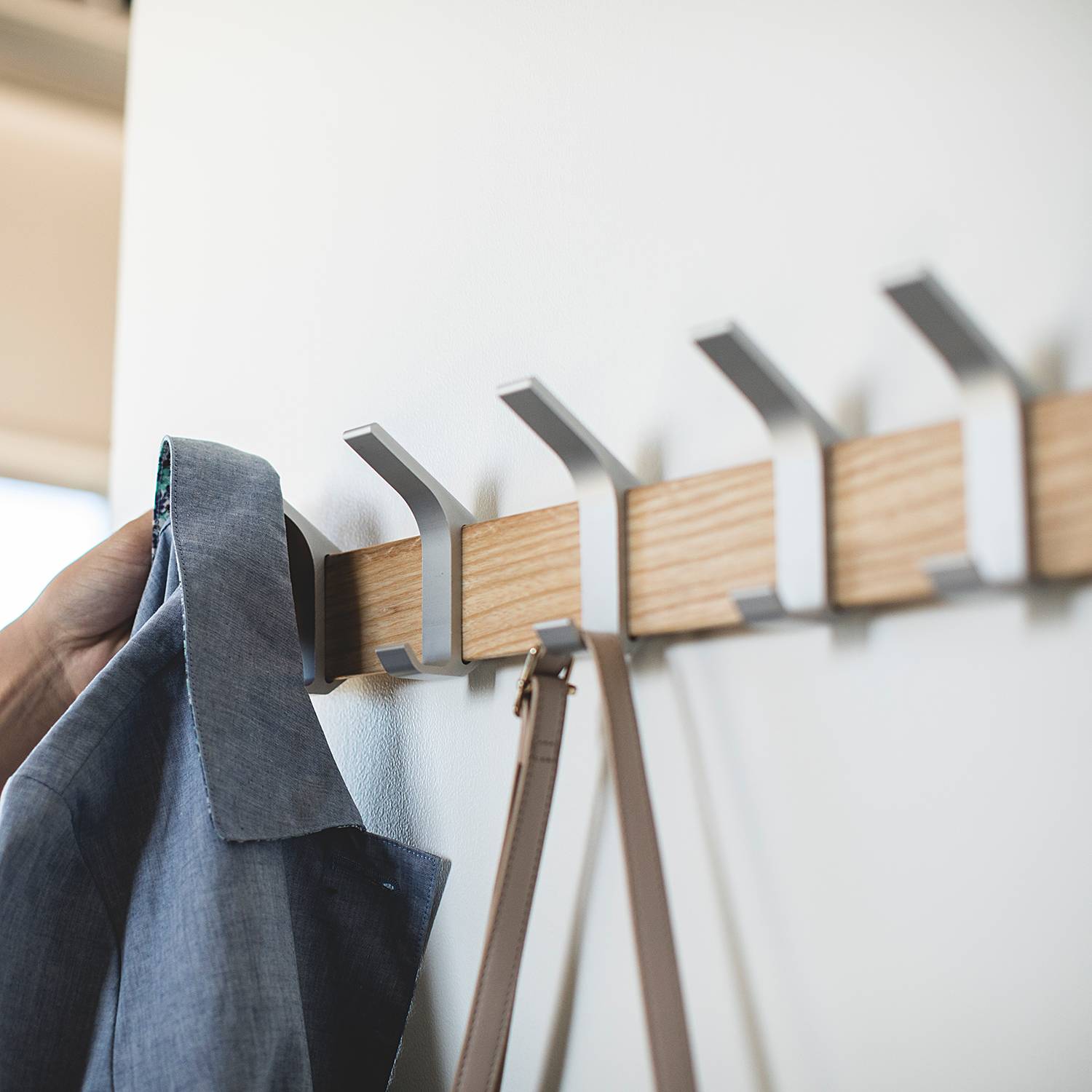 Coat rack Rin Ash wood Part-solid Silver