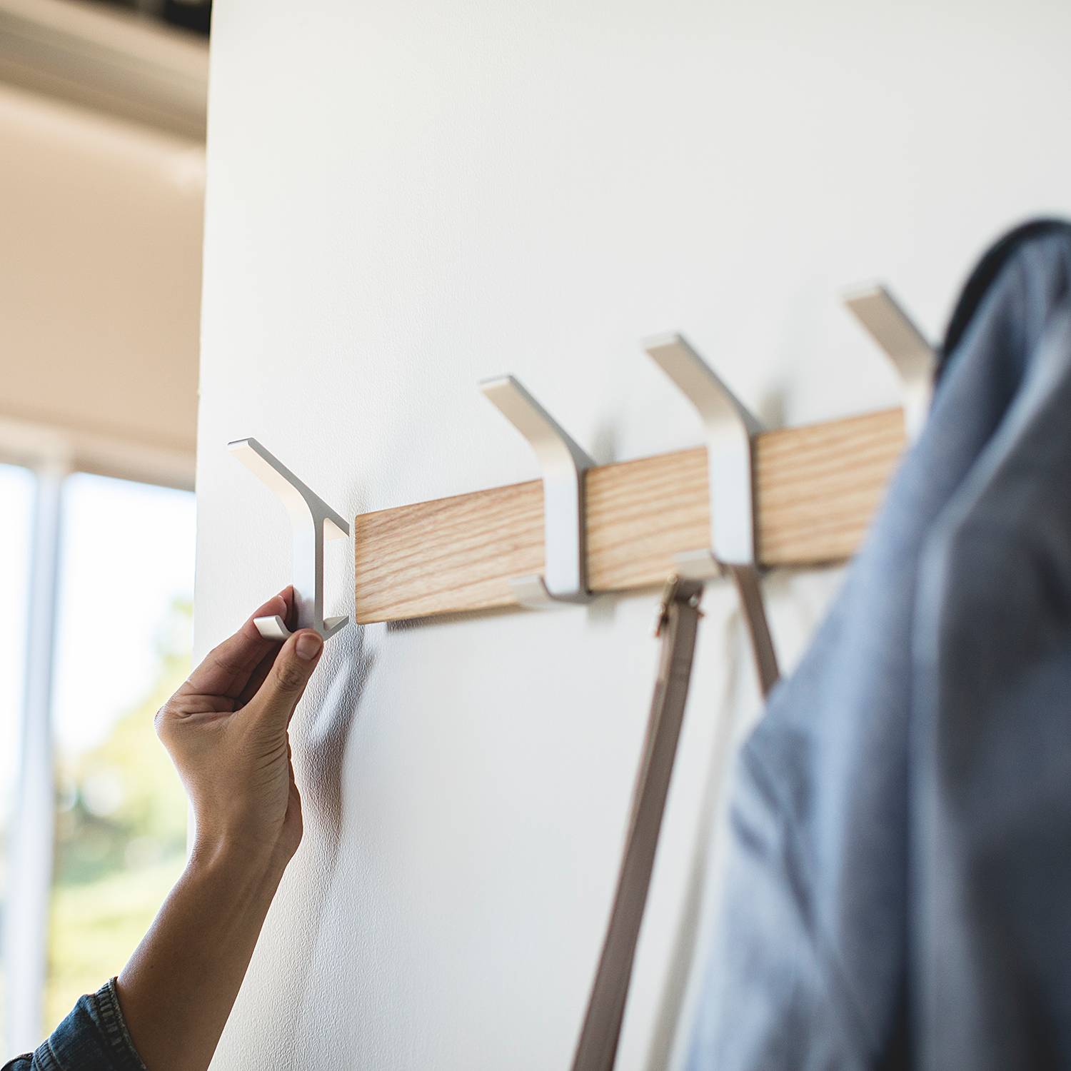 Coat rack Rin Ash wood Part-solid Silver