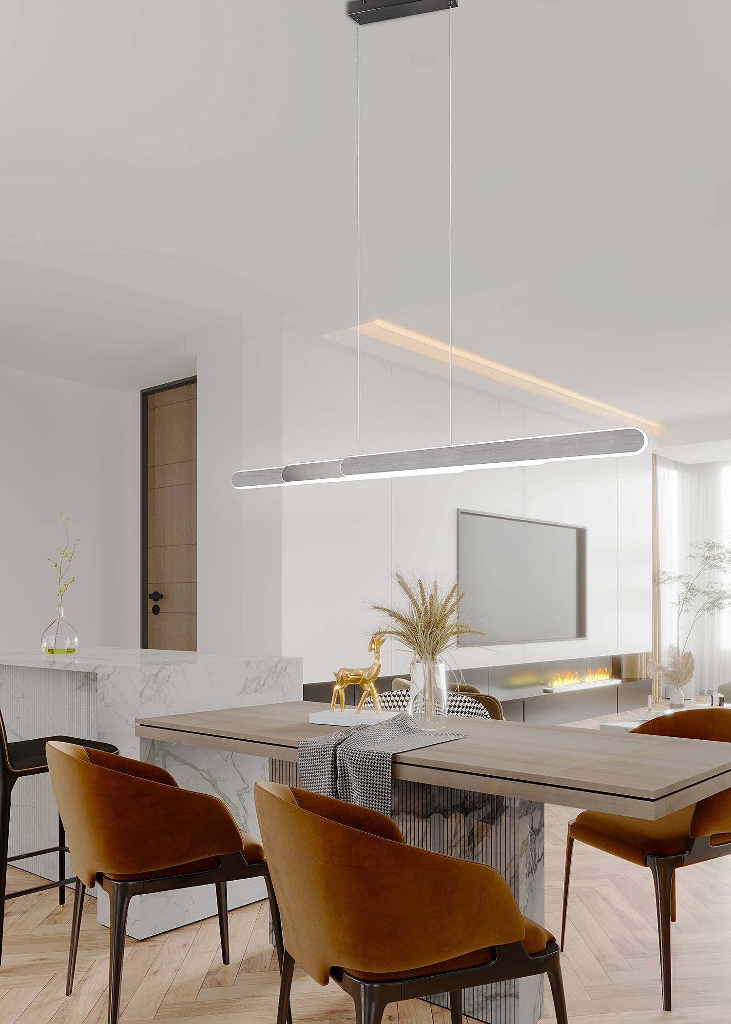 1-Flammig LED-Pendelleuchte Helios Eisen Silber