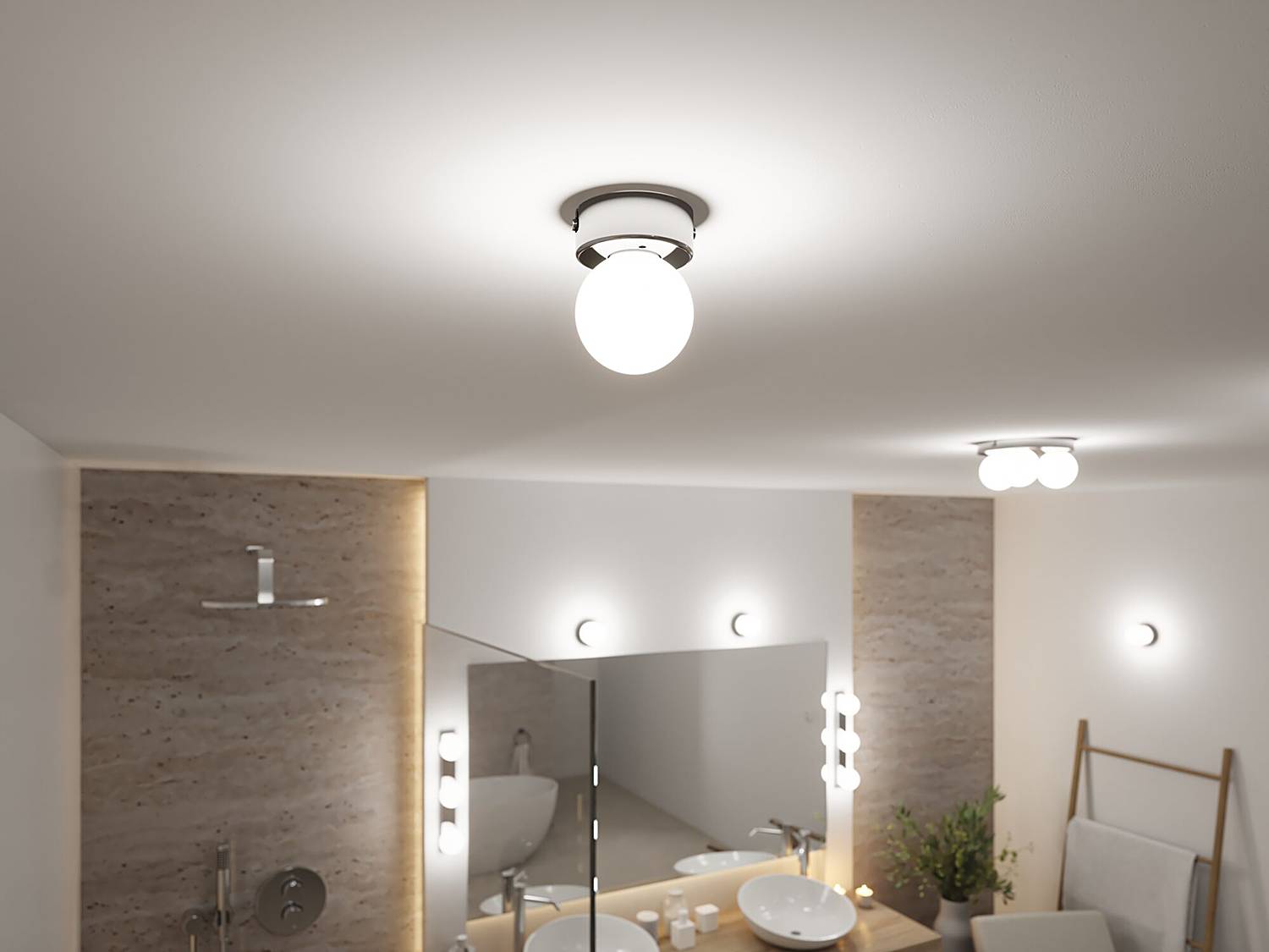 Gove Ceiling light Opal glass Chrome 1-light