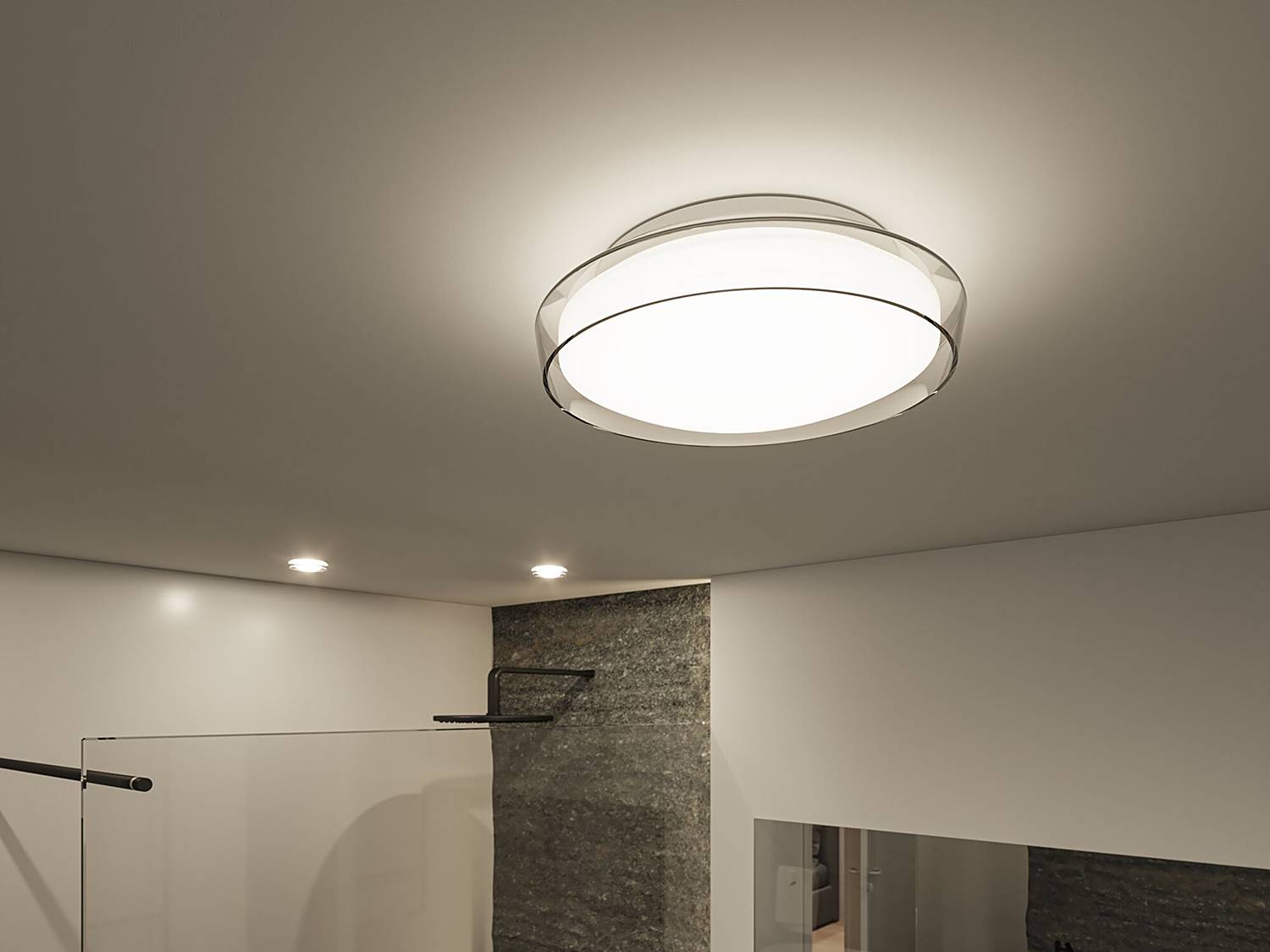 Ceiling lamp Luena Chrome Clear glass Silver White