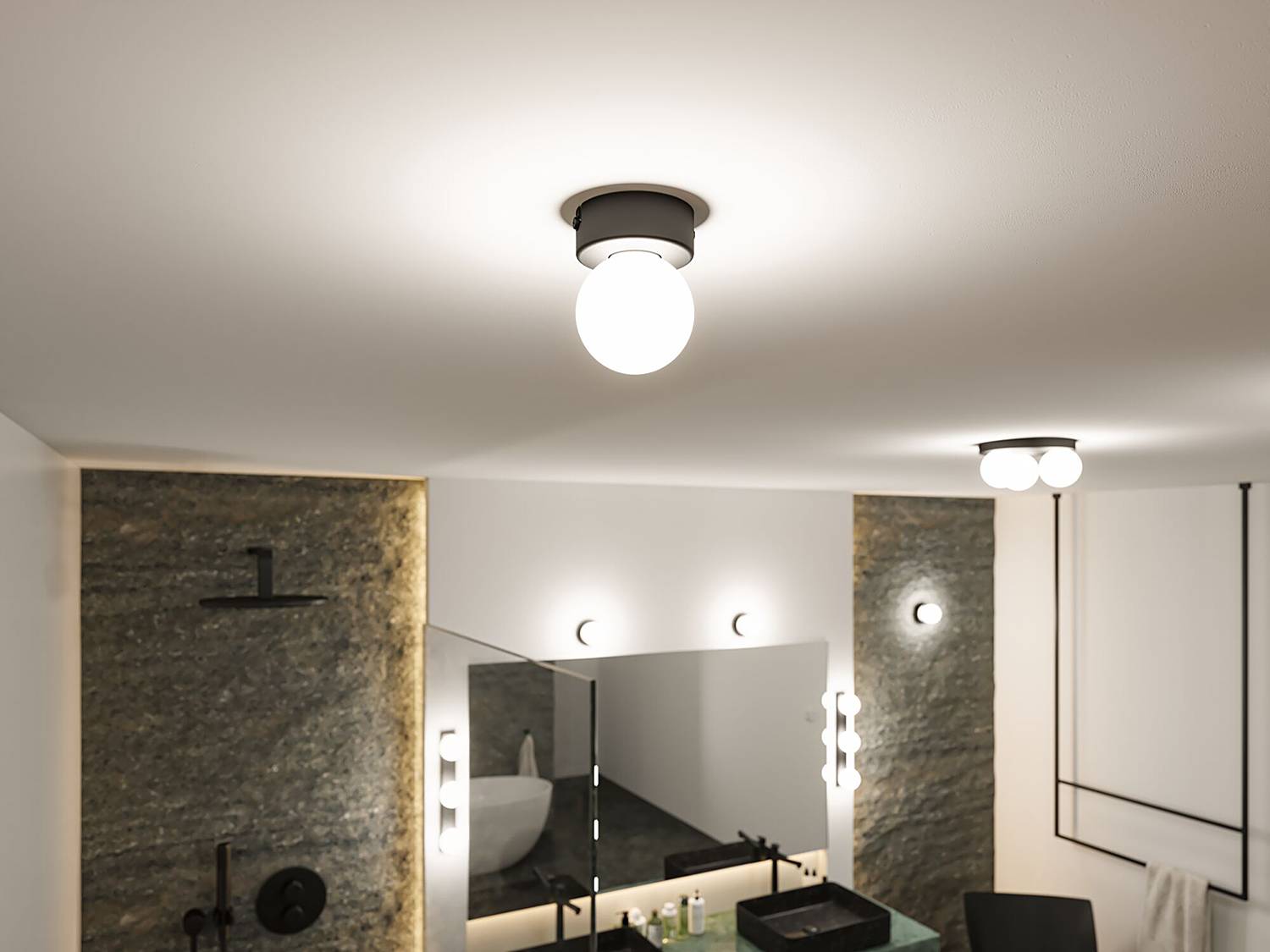 Gove Ceiling Light Opal Glass Aluminium 1-light 8cm