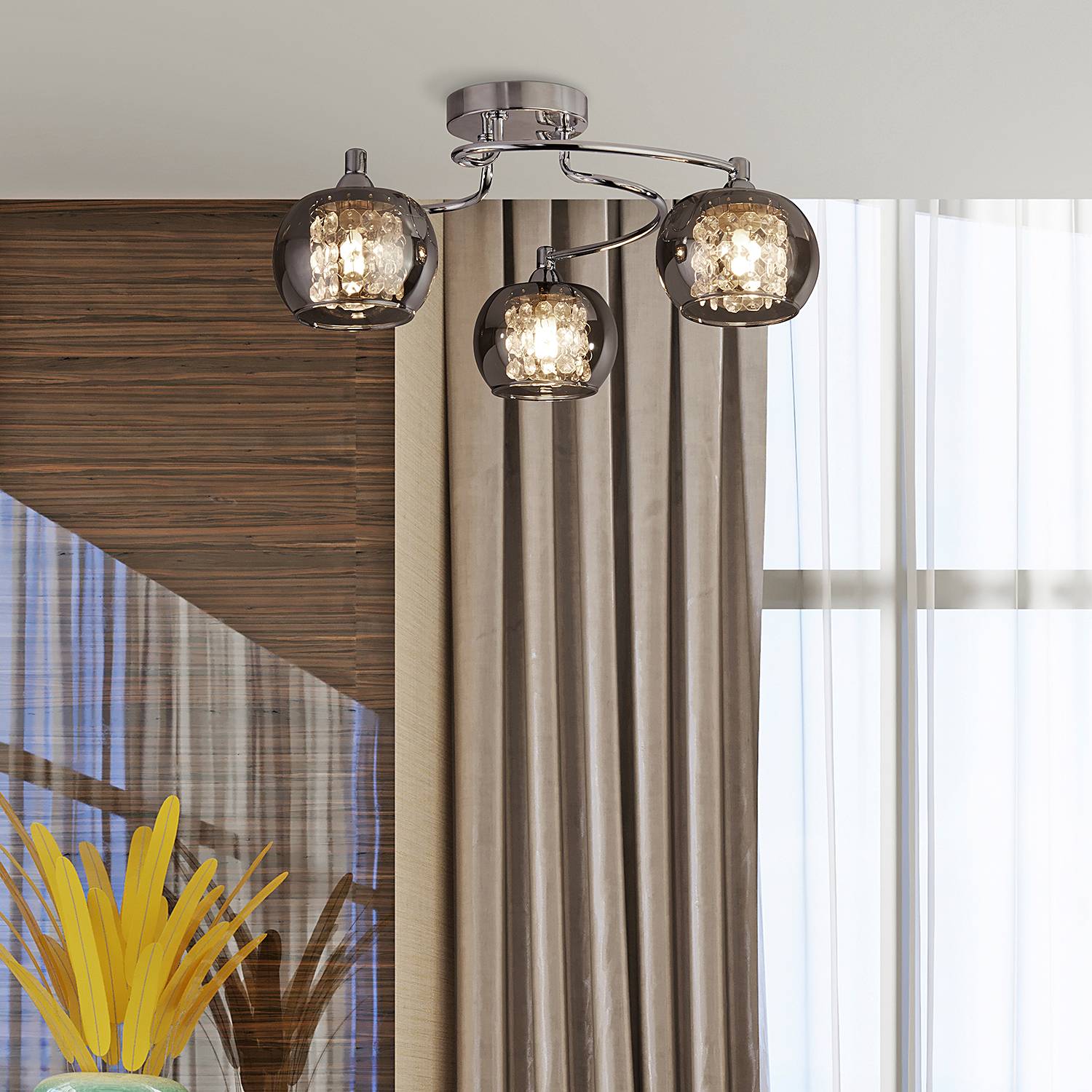 Ceiling light Lovell Smoked glass Silver