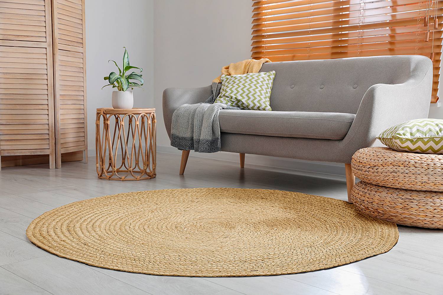 Ibo Teppich Jute Baumwolle Creme 60cm