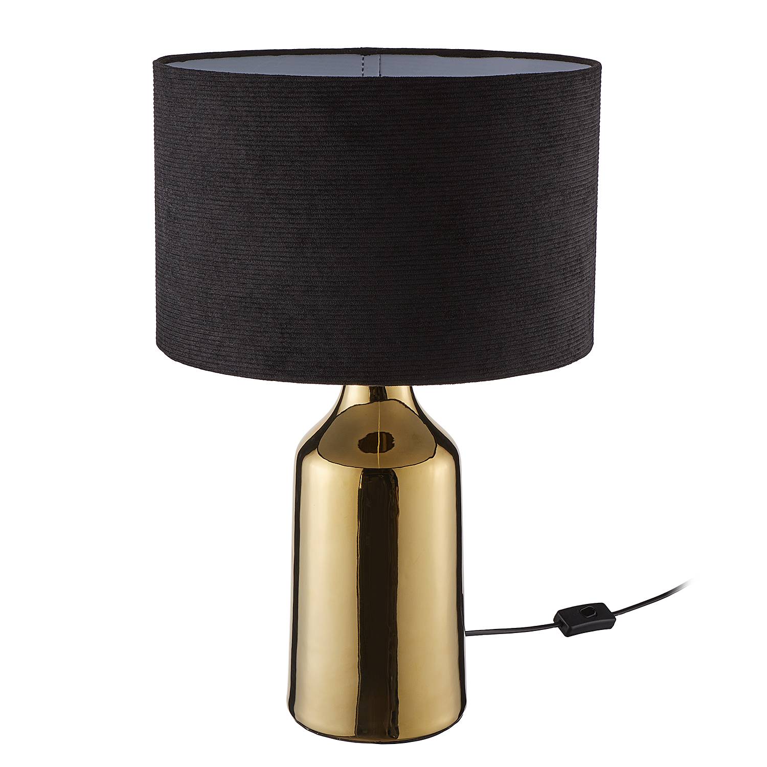 Table lamp FRONT ROW Ceramic Textile Black Gold