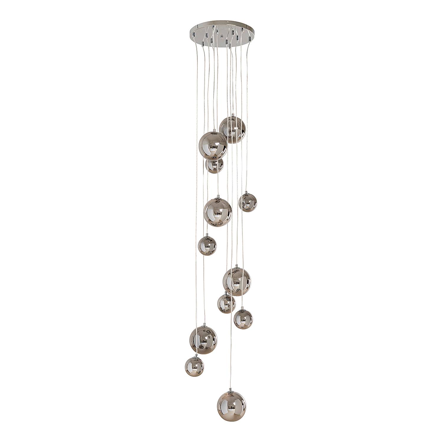 12-flame pendant lamp Symphony steel glass silver