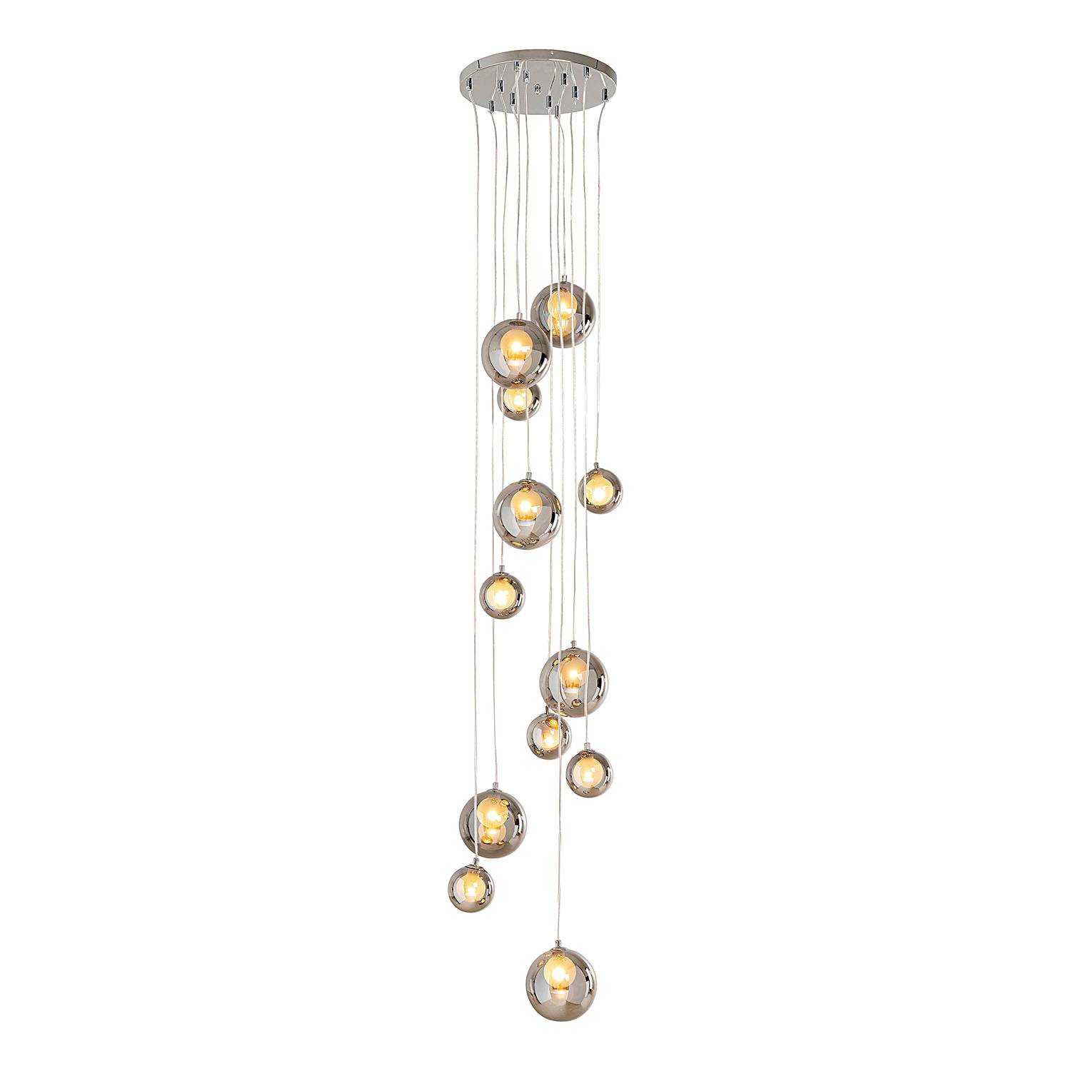 12-flame pendant lamp Symphony steel glass silver
