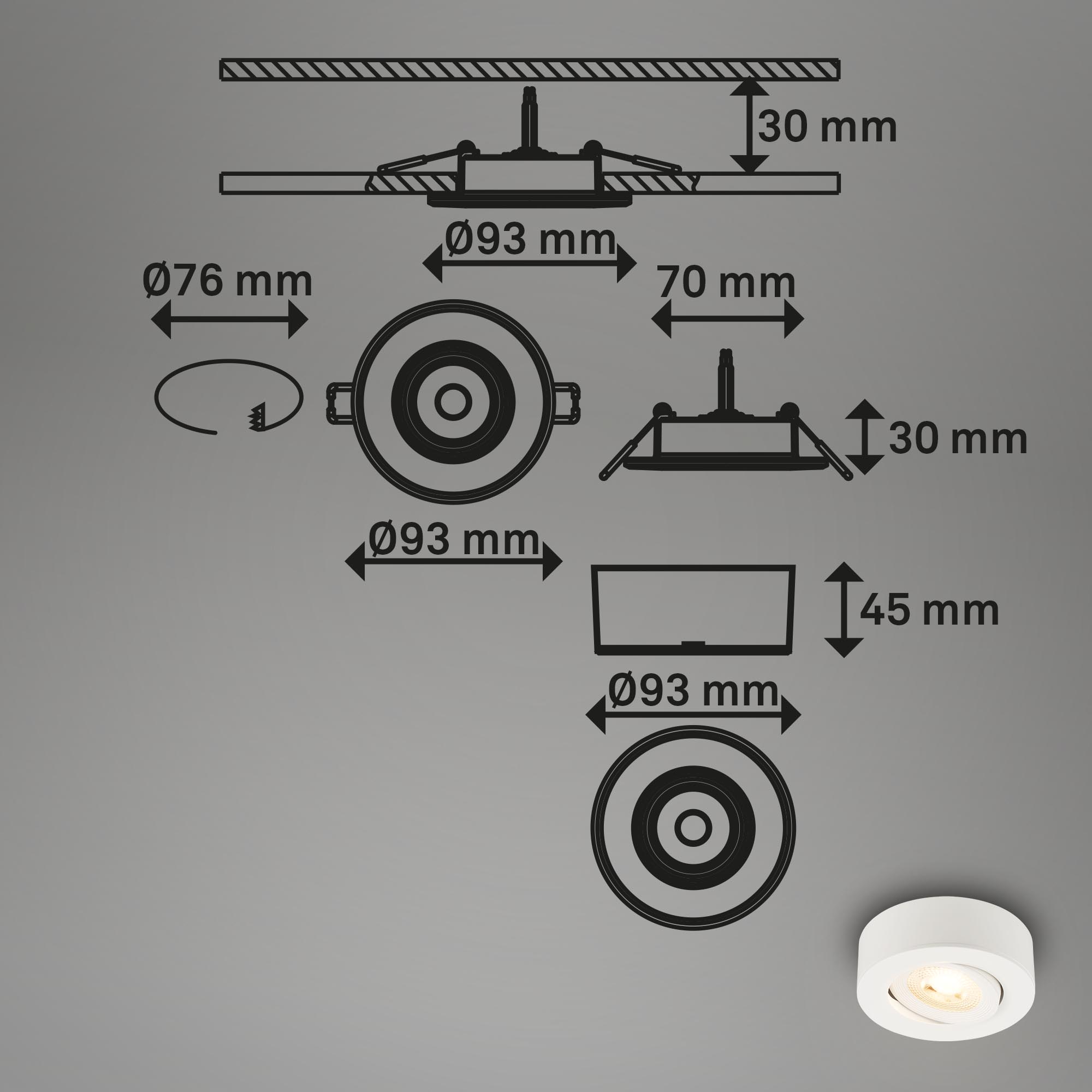 LED Surface & Recessed Light Desi Type A White