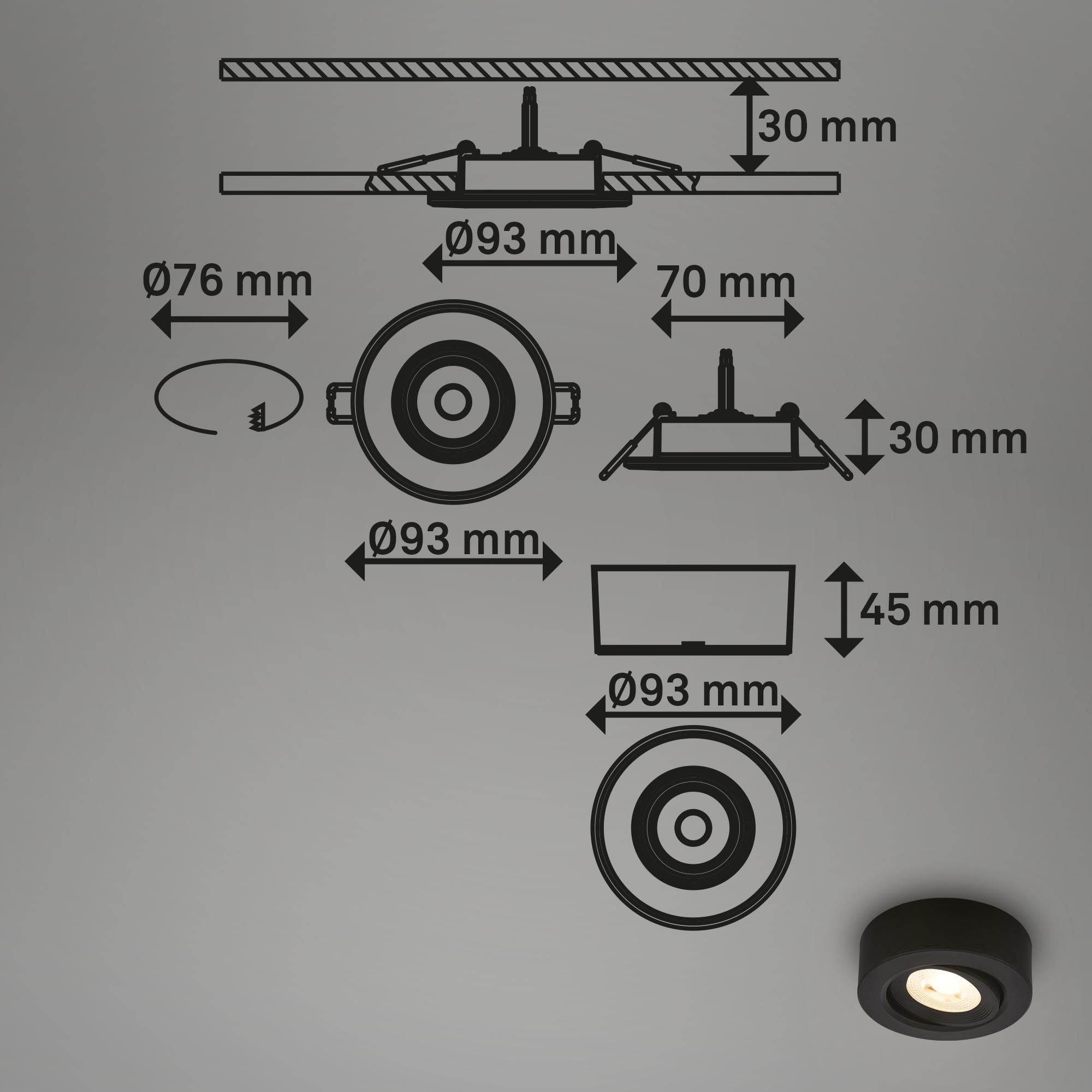 LED surface & recessed light Desi Type B Black