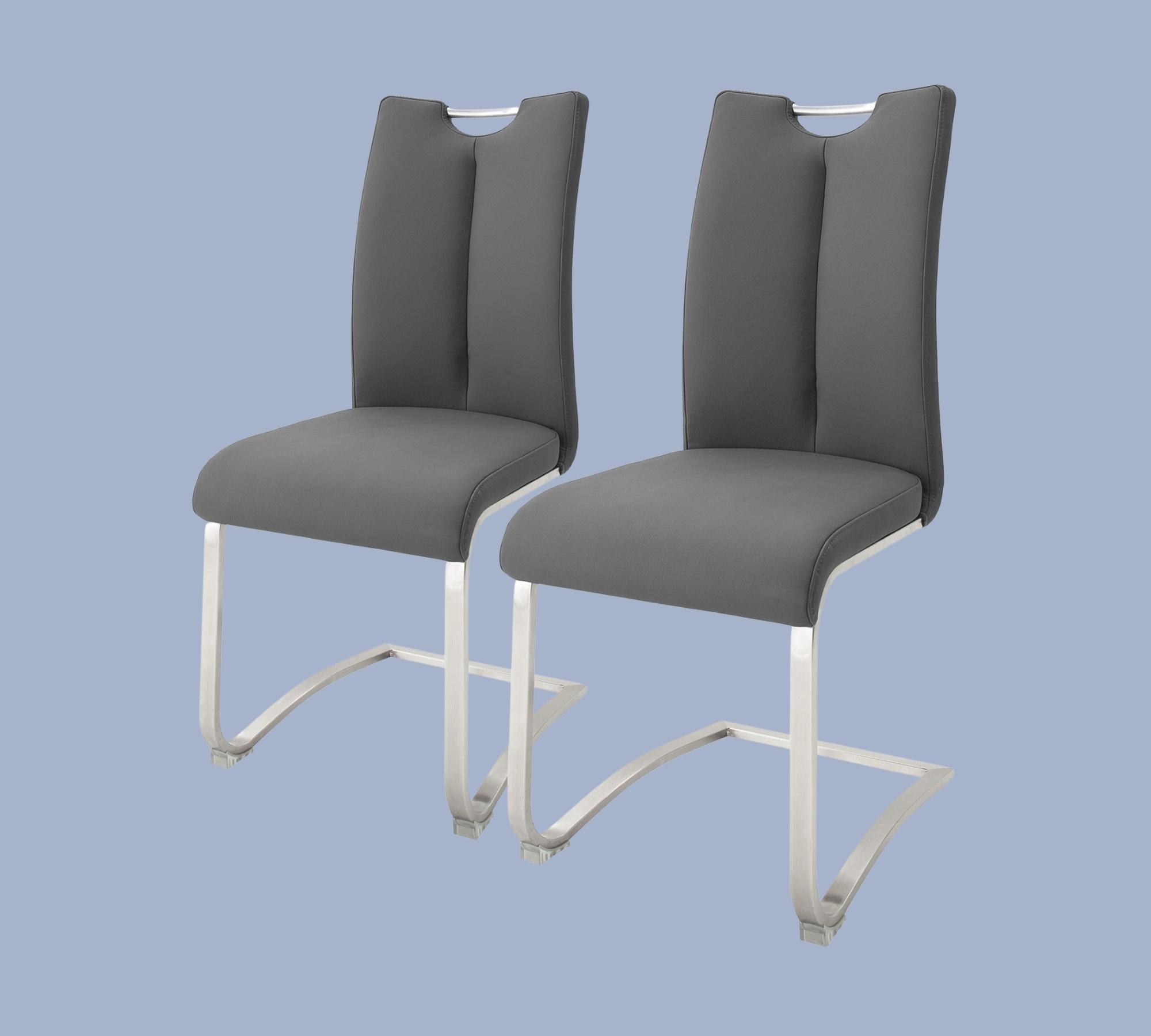 Freischwinger Ratos (Set of 2) Faux Leather / Stainless Steel Gray