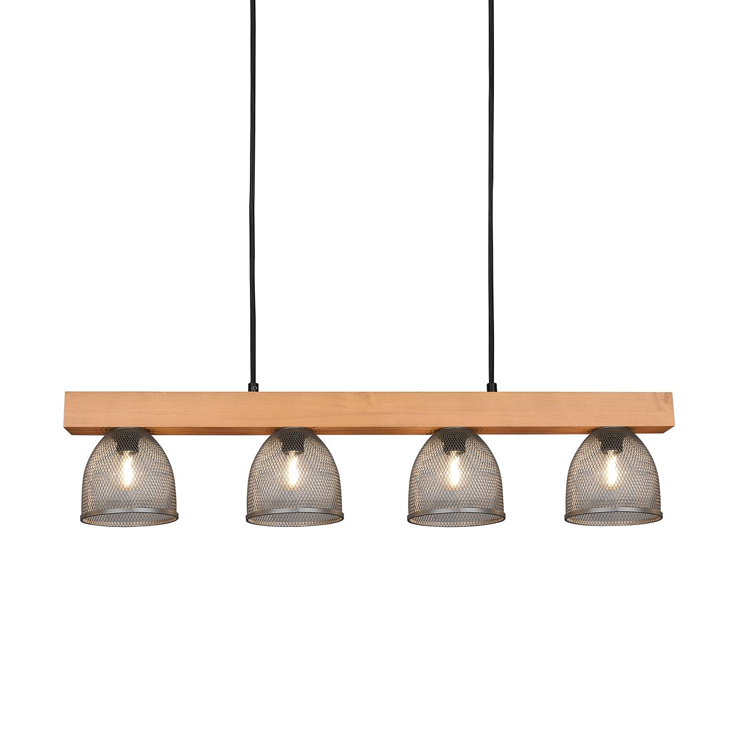Ceiling lamp Cestino Solid wood 4-light brown