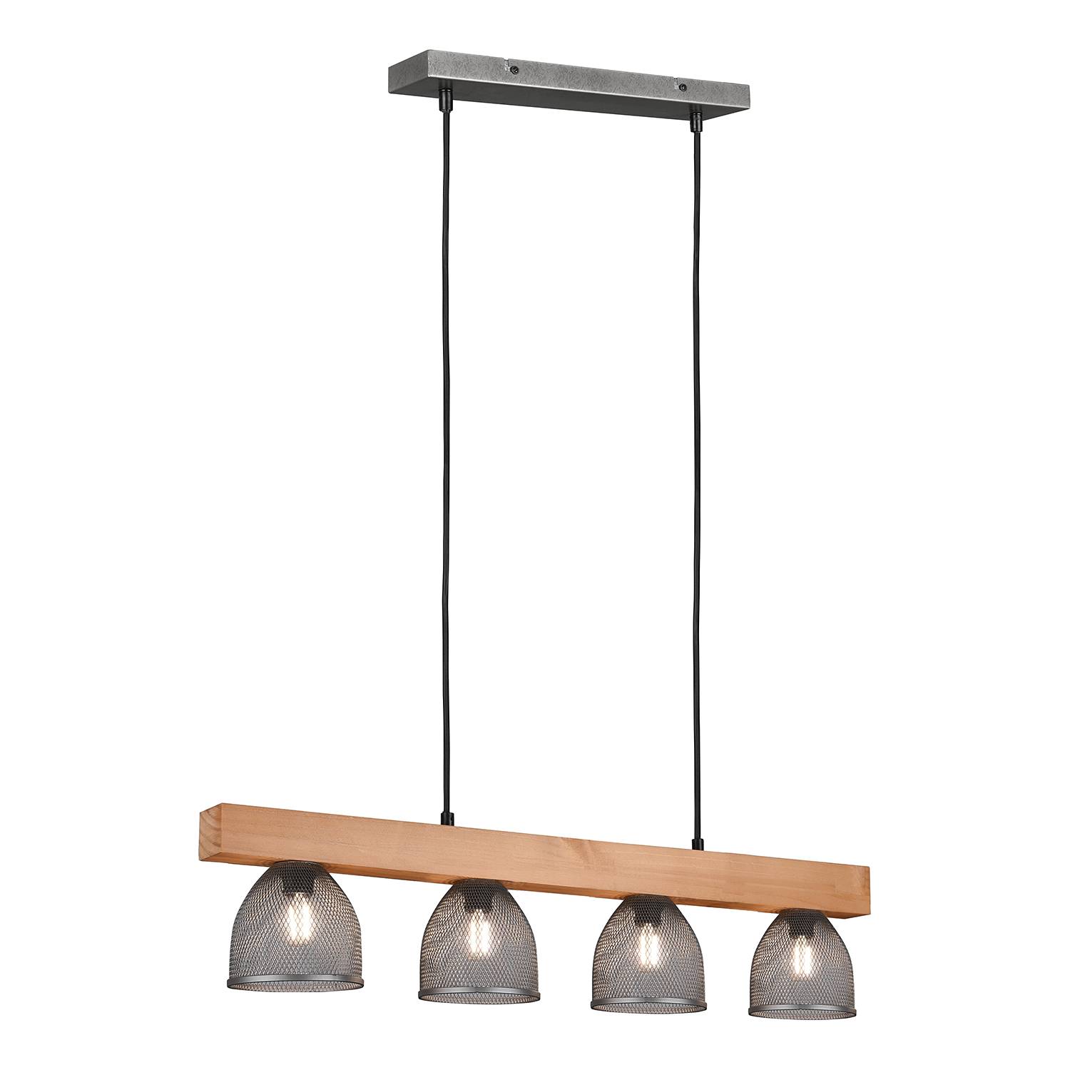 Ceiling lamp Cestino Solid wood 4-light brown