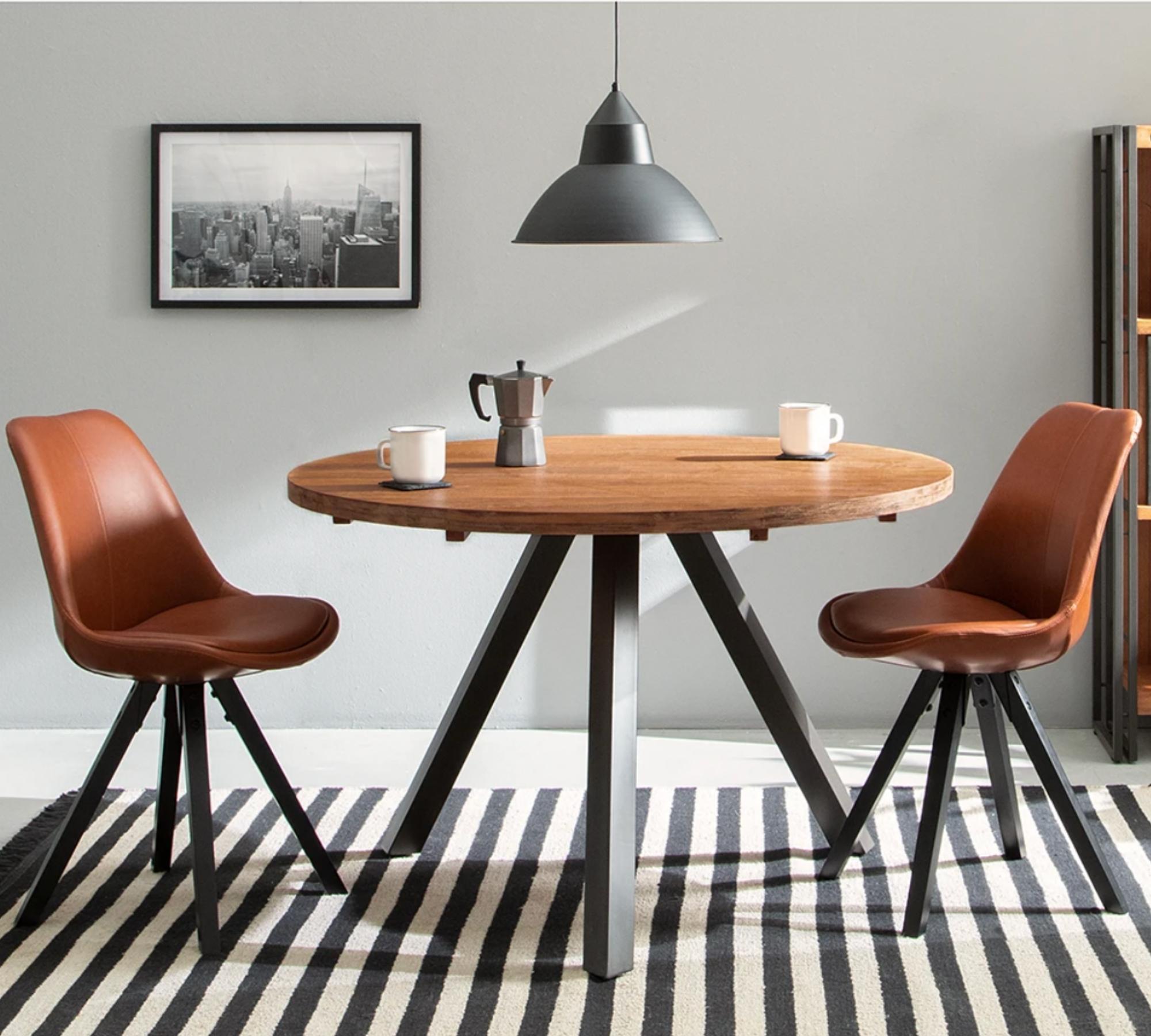 2x Polsterstuhl Kunstleder Braun Teleskopbeine Schwarz