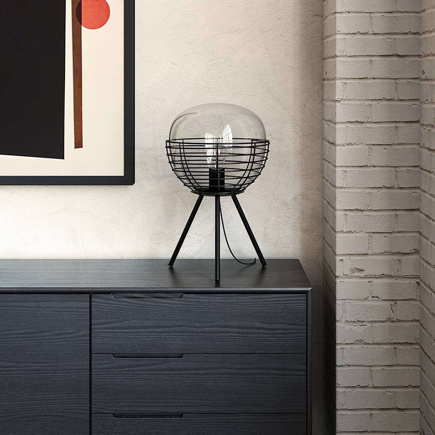 1-Flammig Table lamp Malle Smoked glass Iron