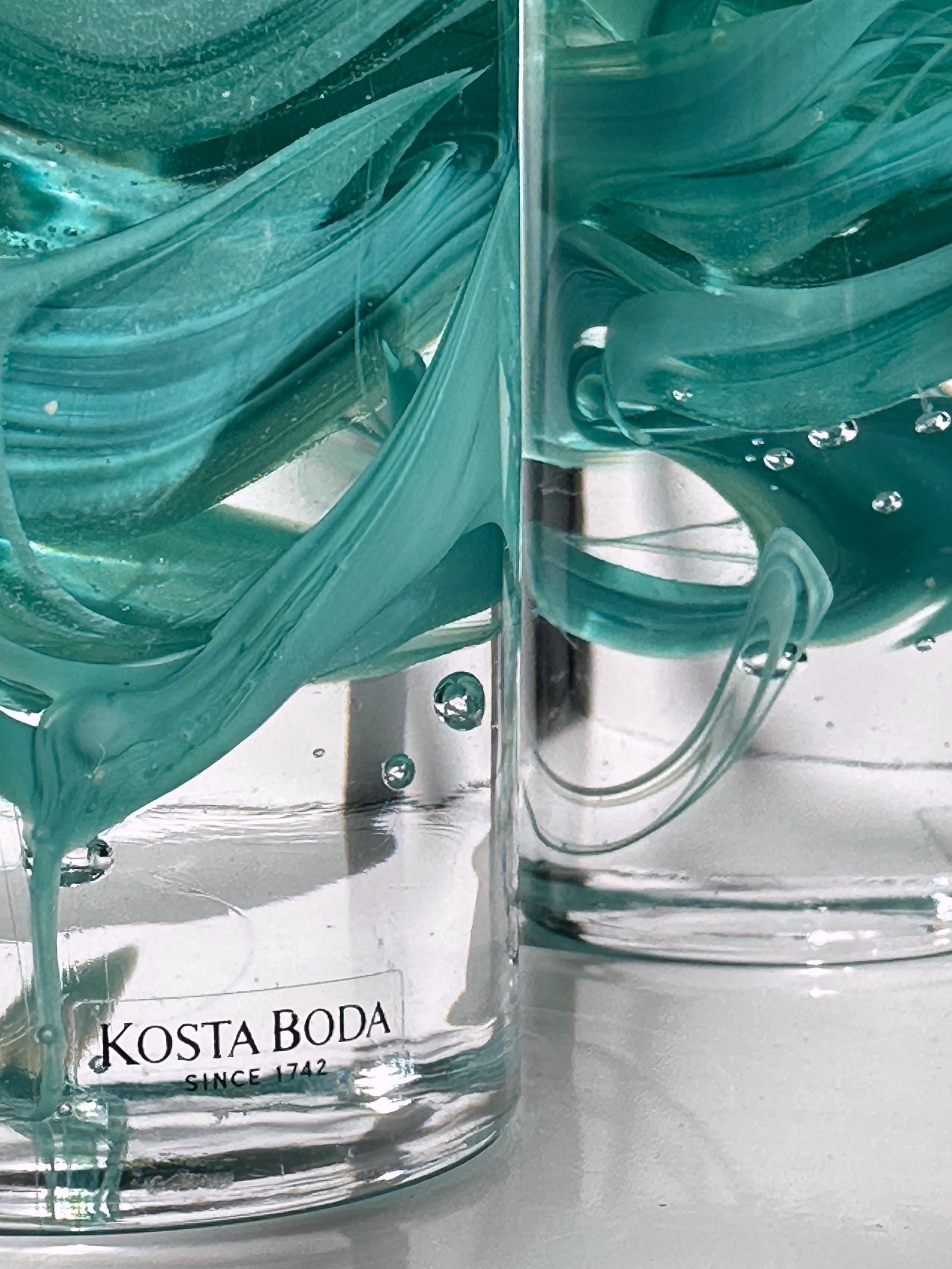 2x Atoll Candle Holder Glass Green