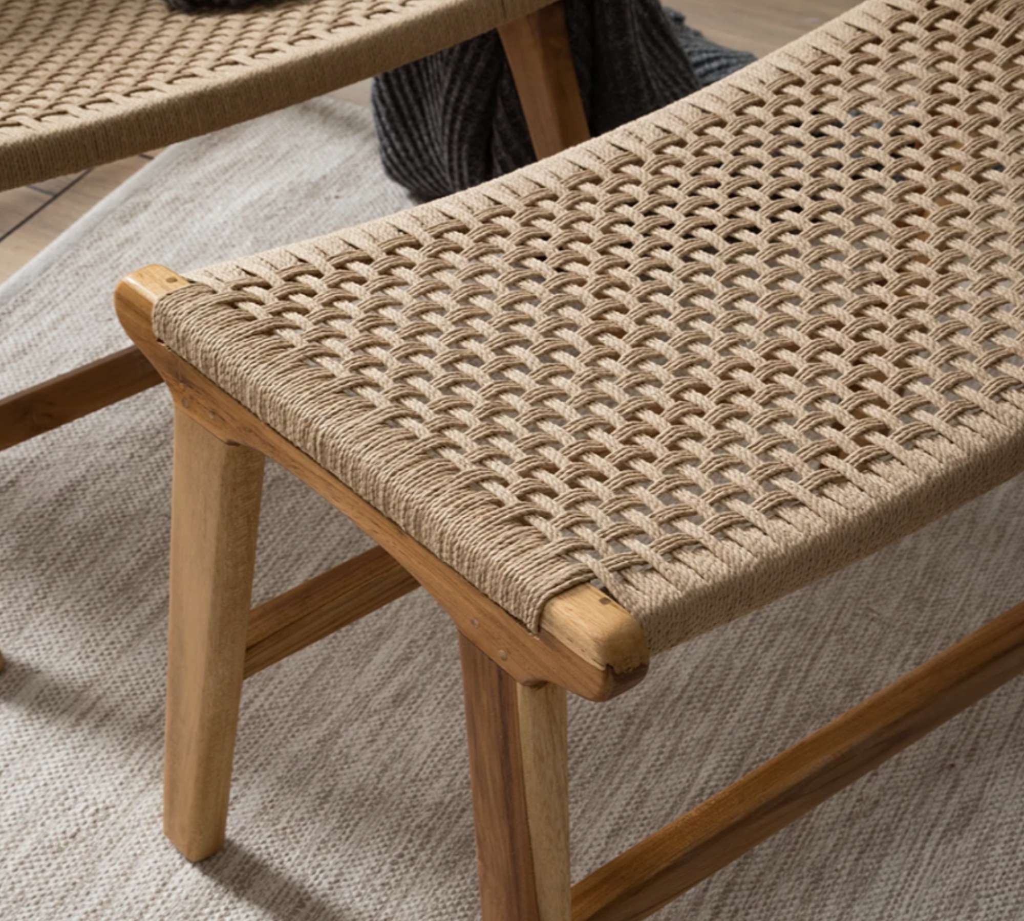 Hocker Teakholz Sisal Natur