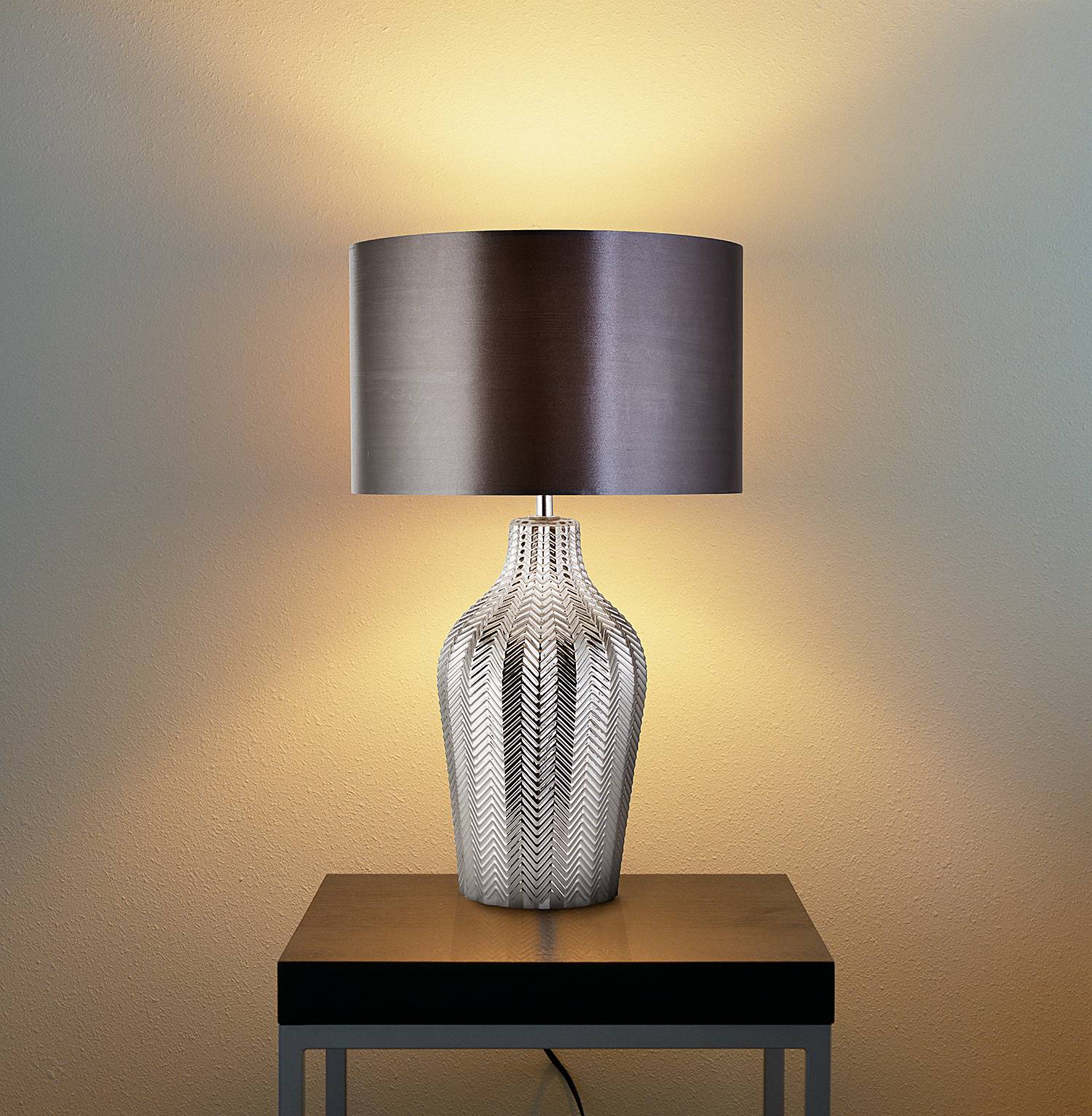 Chevron table lamp steel grey 1-light