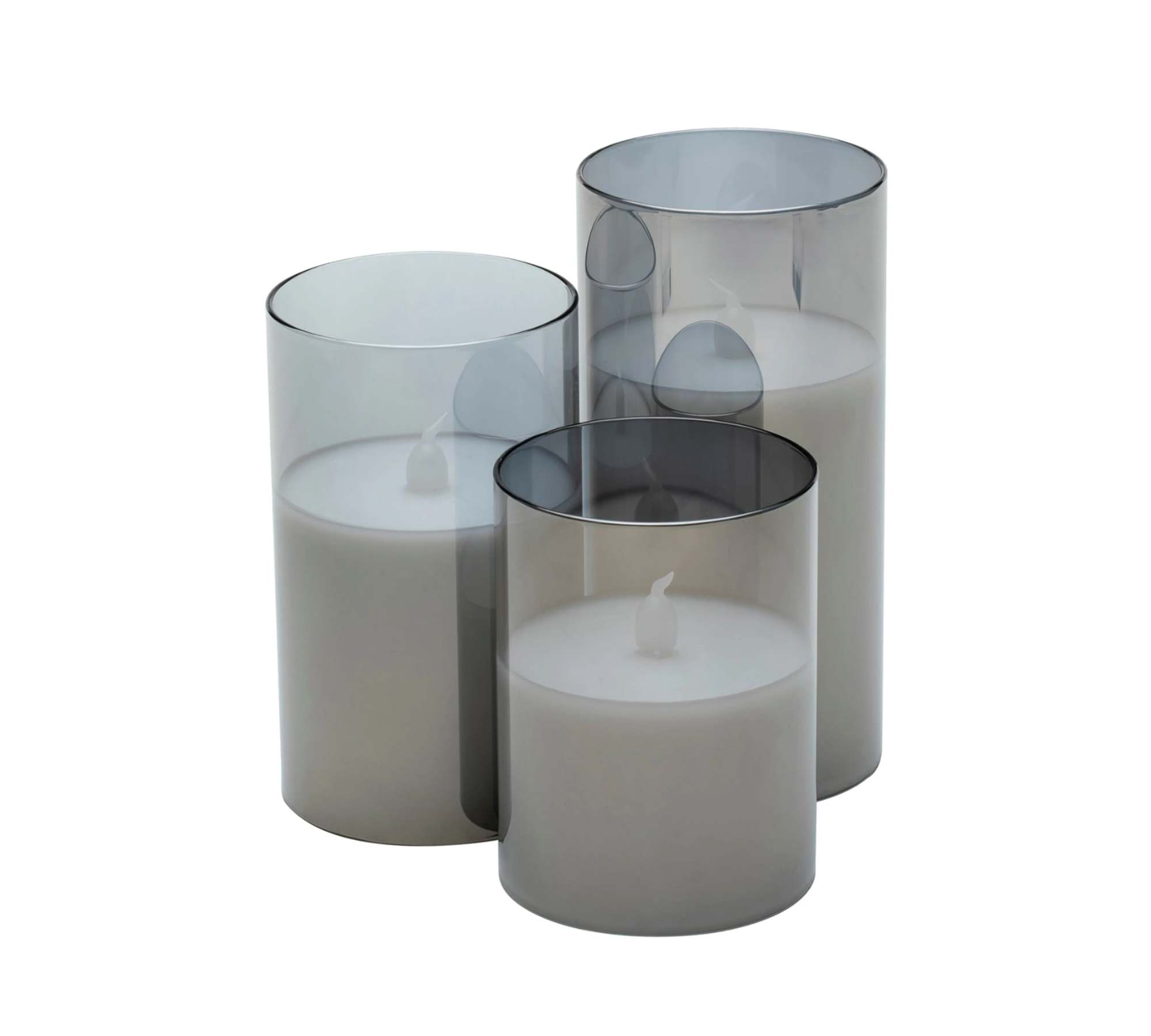 3x LED Kerze Klarglas Naturfaser
