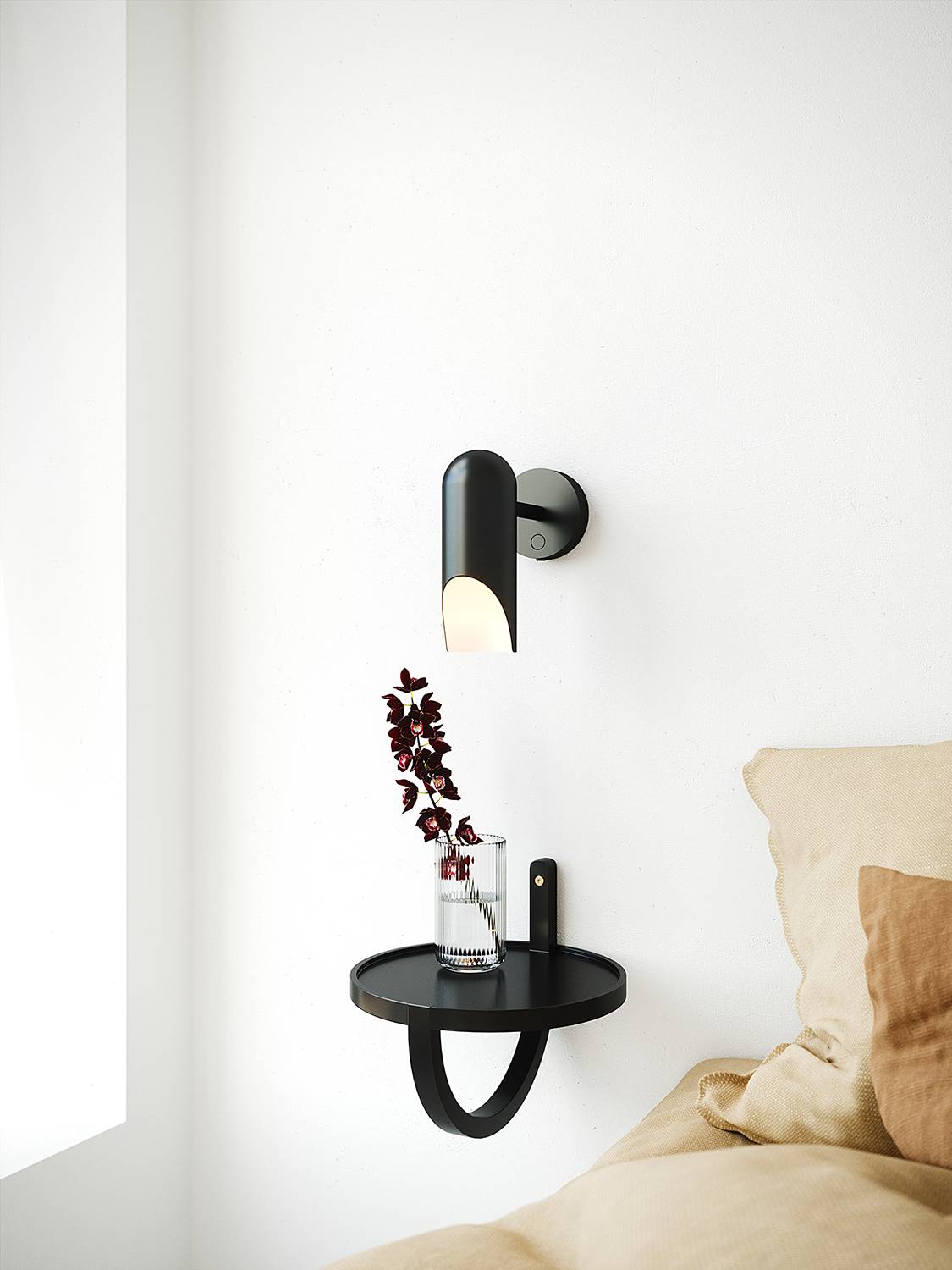 1-Single-flame wall light Rochelle Aluminum Black