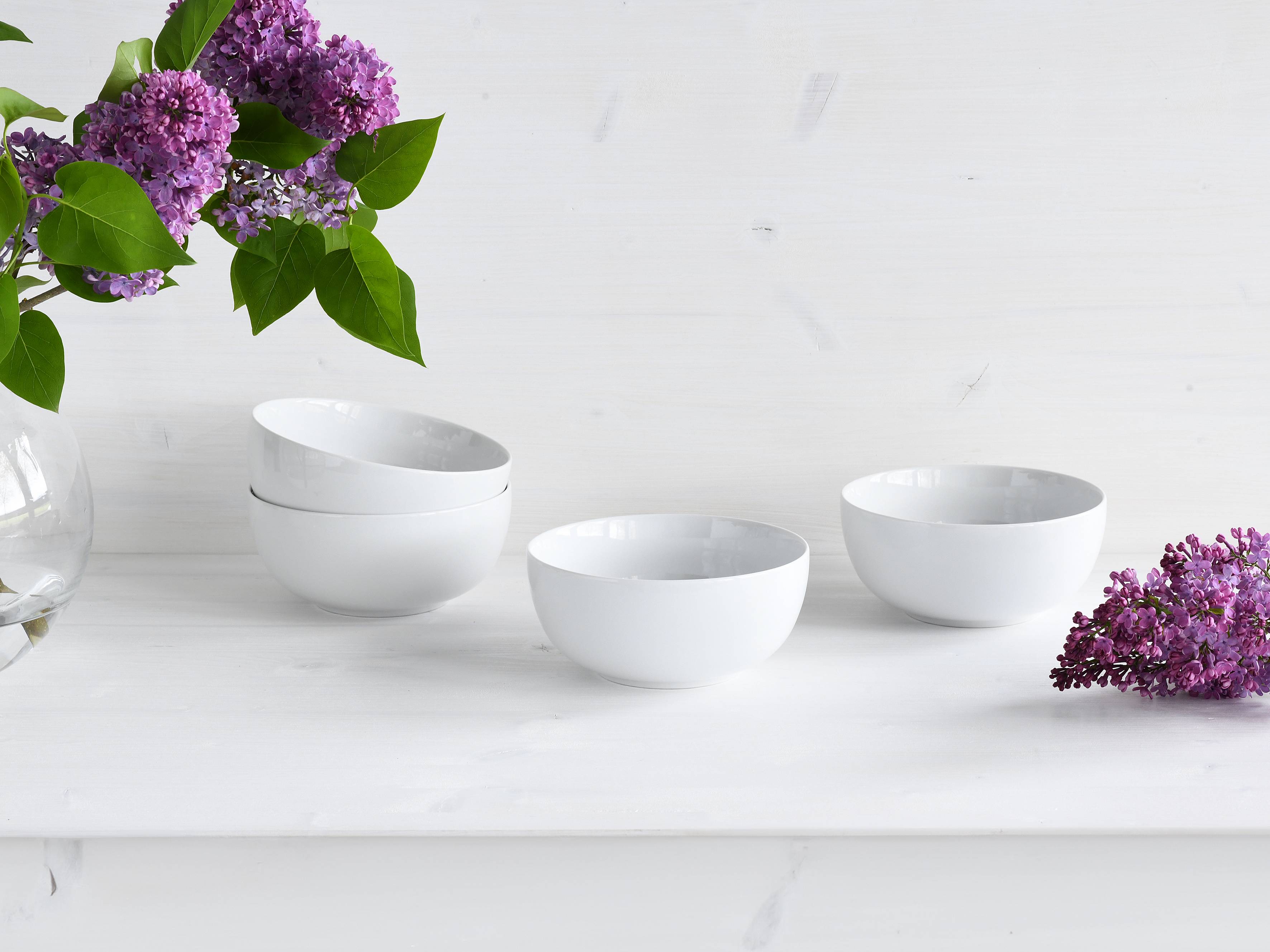 4x Bowl Porcelain White
