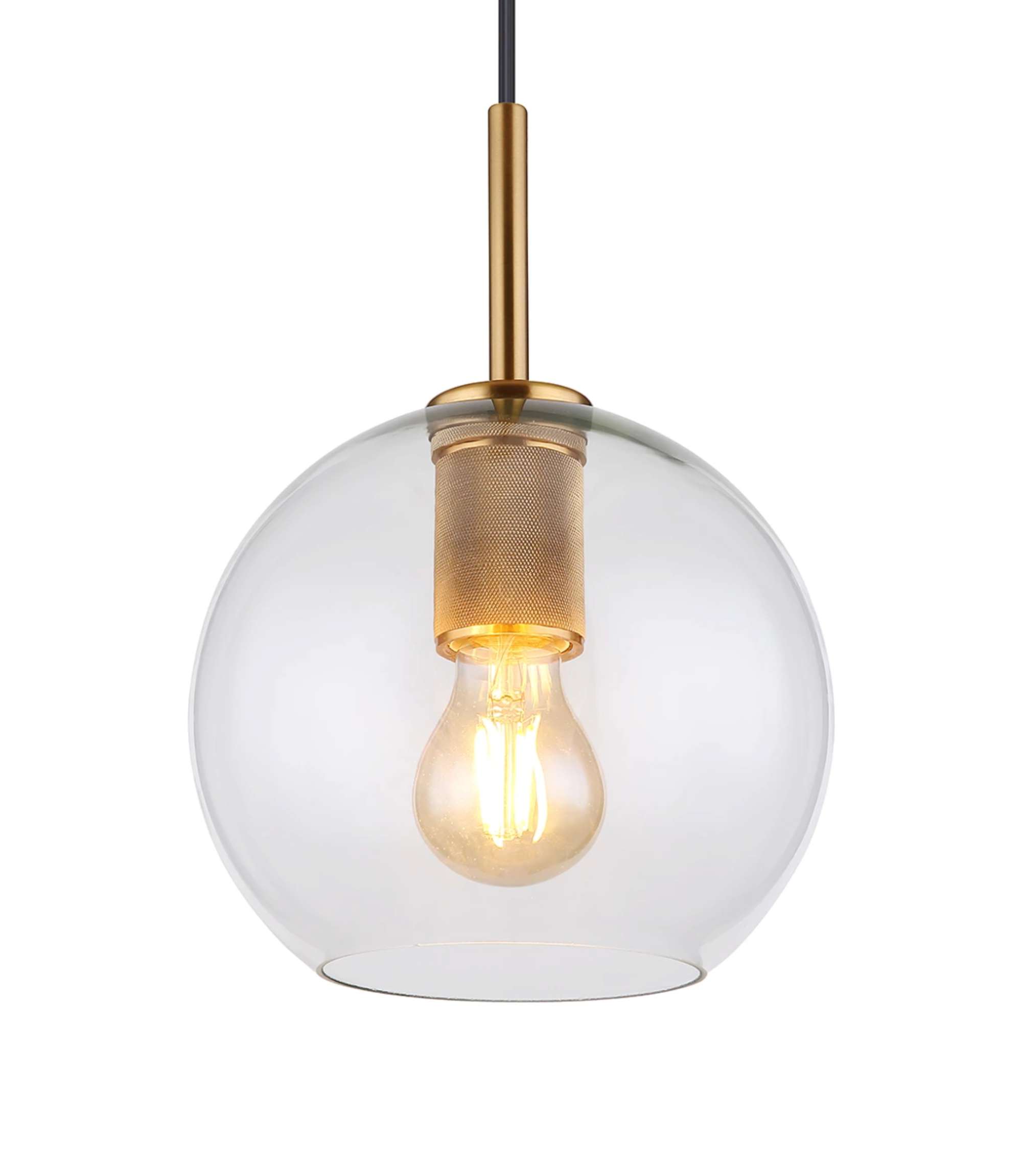 Pendant lamp 1-bulb clear glass gold