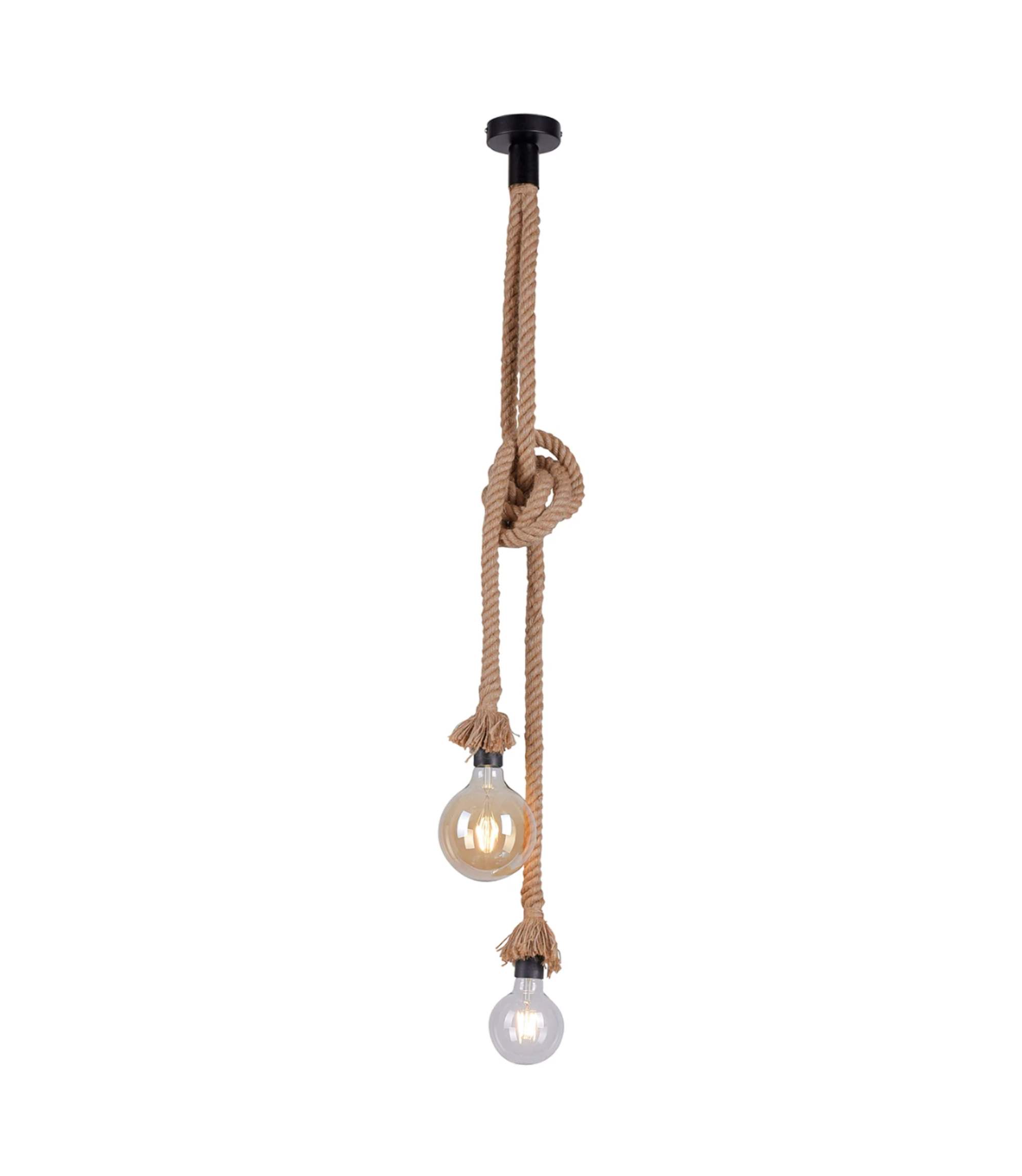 Pendant lamp 2-bulb Natural fiber Natural
