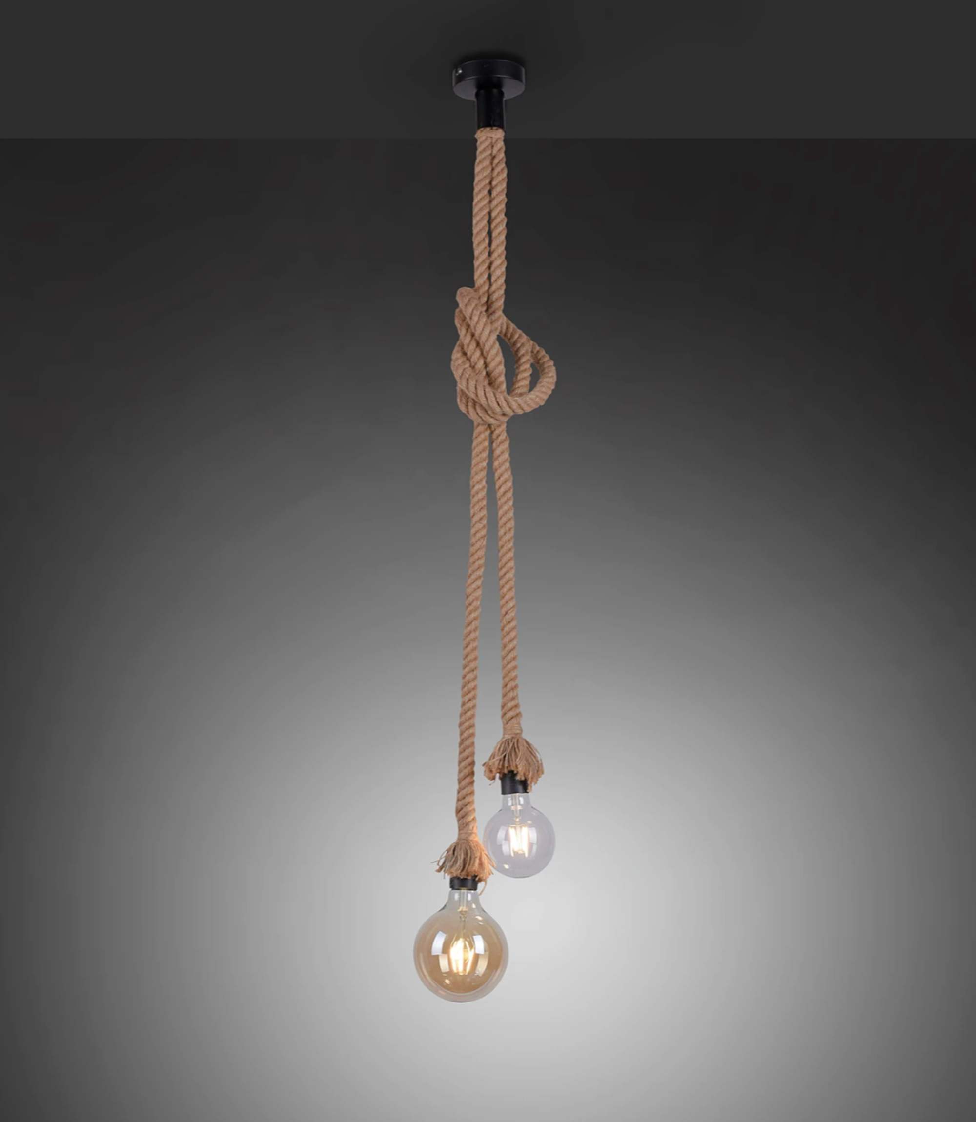 Pendant lamp 2-bulb Natural fiber Natural