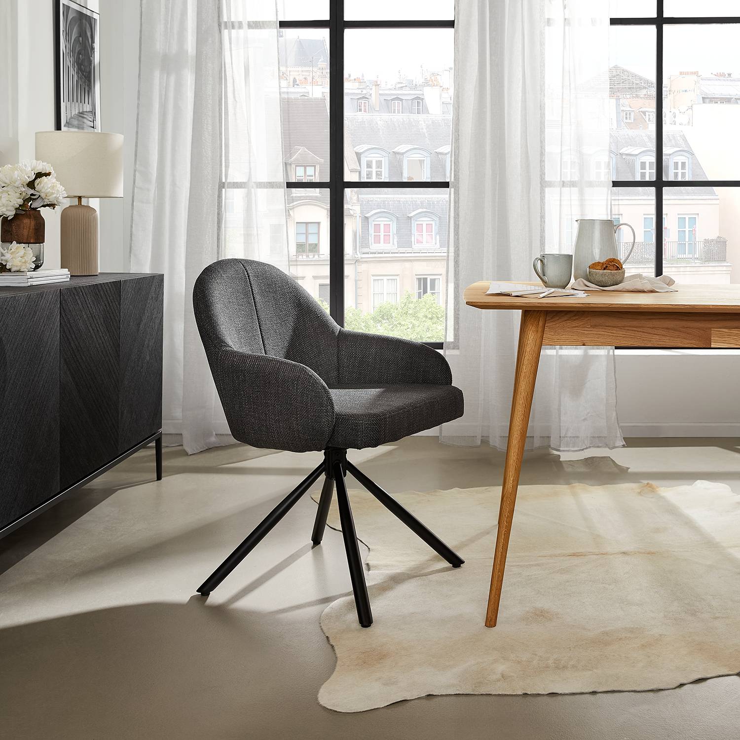 Scebel Swiveling Armchair Anthracite