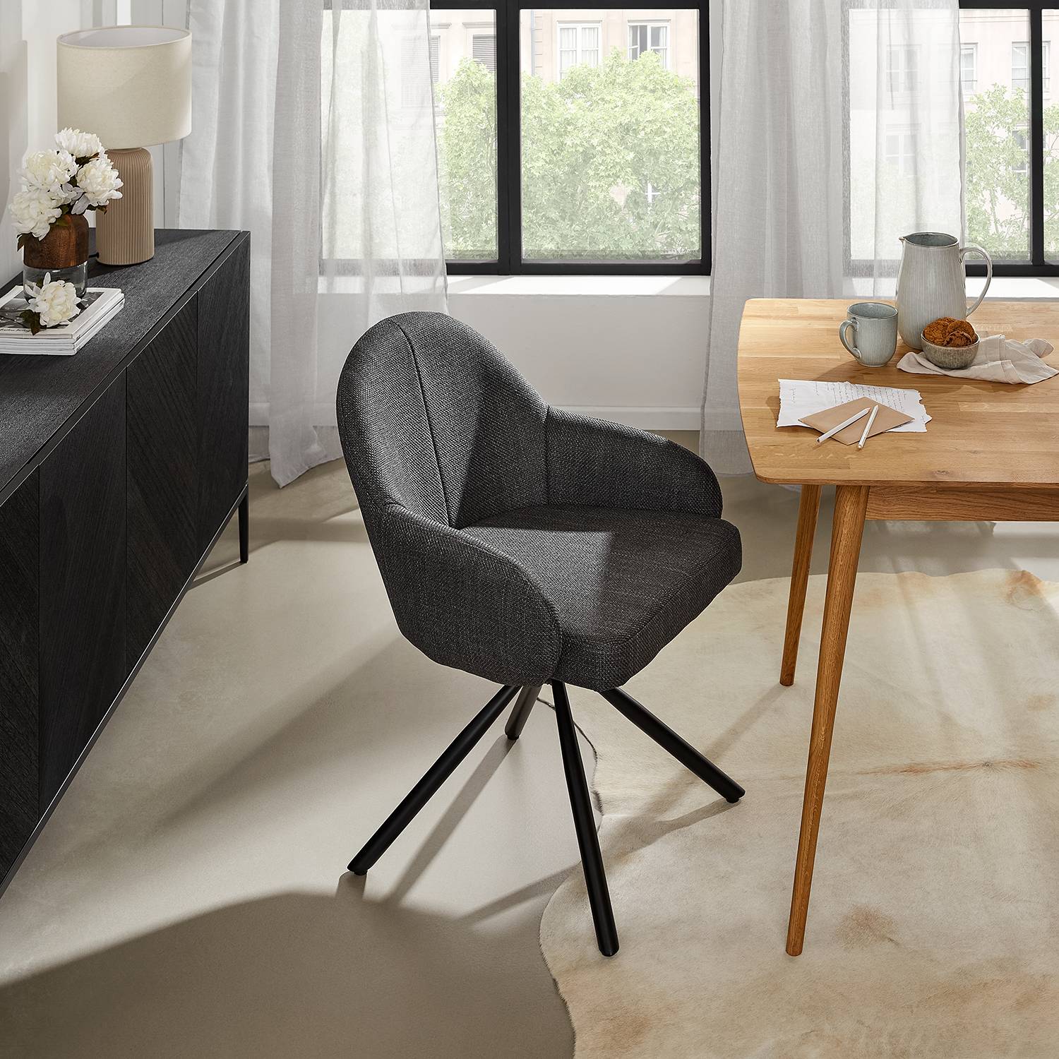 Scebel Swiveling Armchair Anthracite
