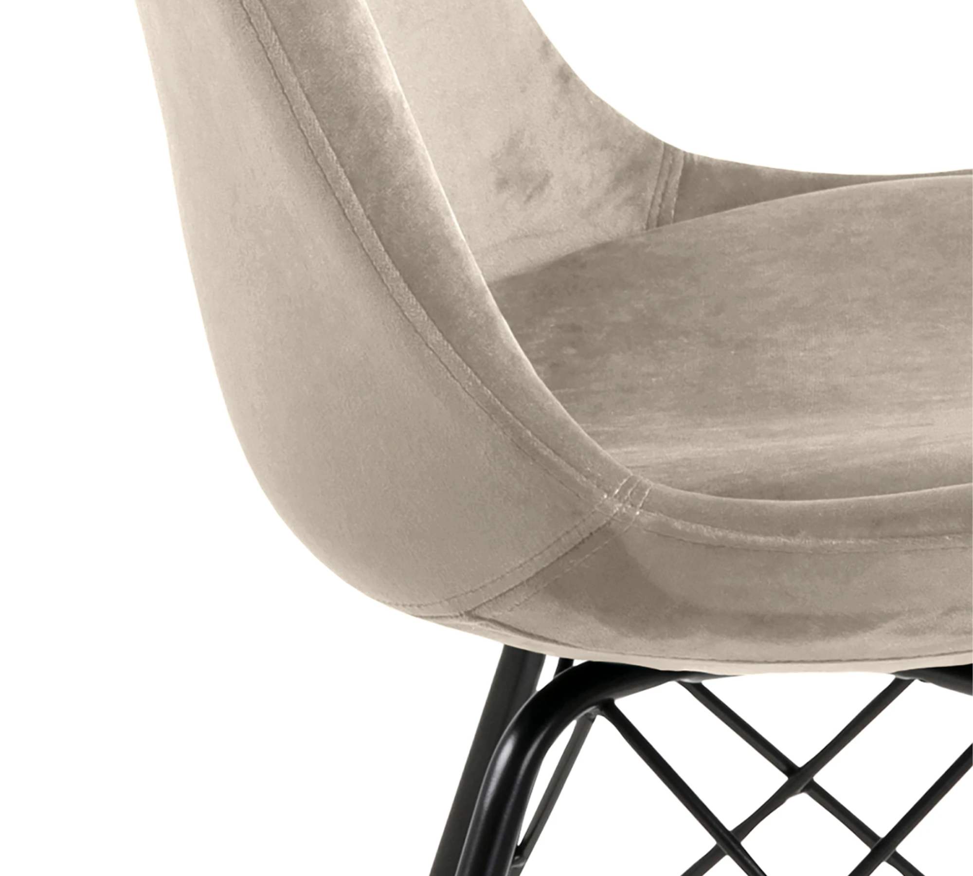 2x dining chair velvet metal sand