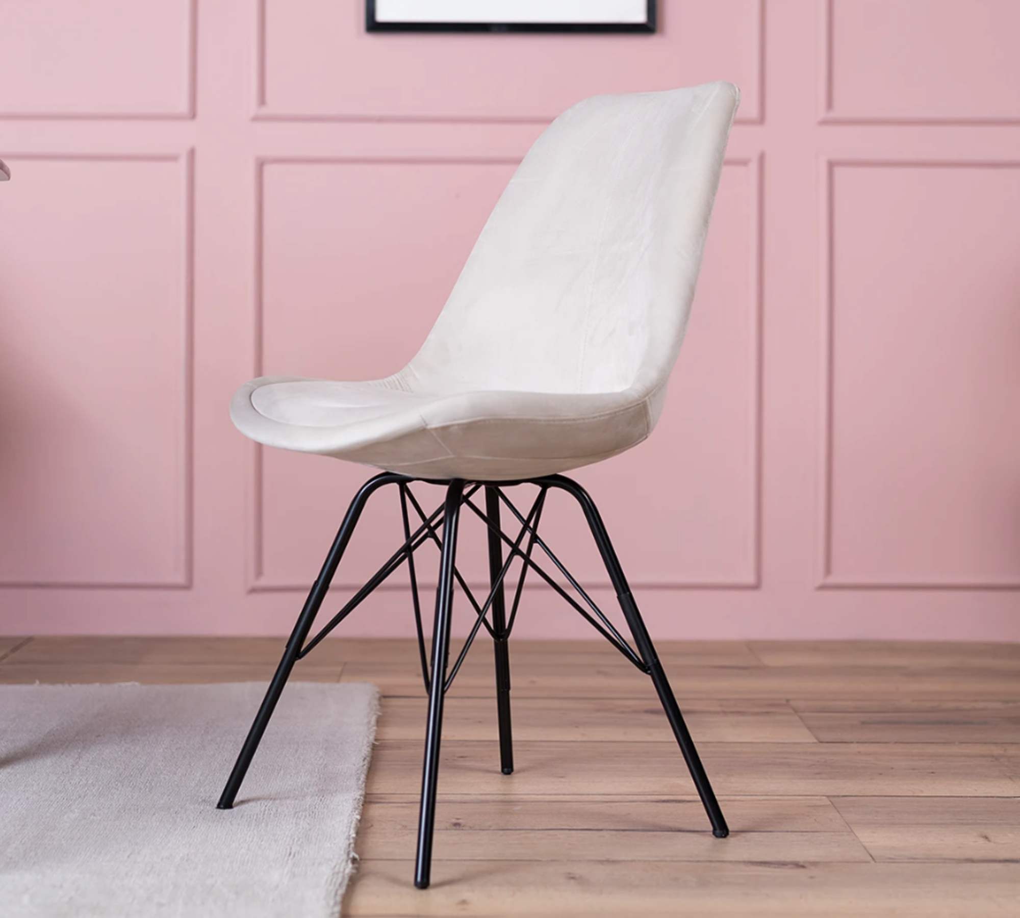 2x dining chair velvet metal sand