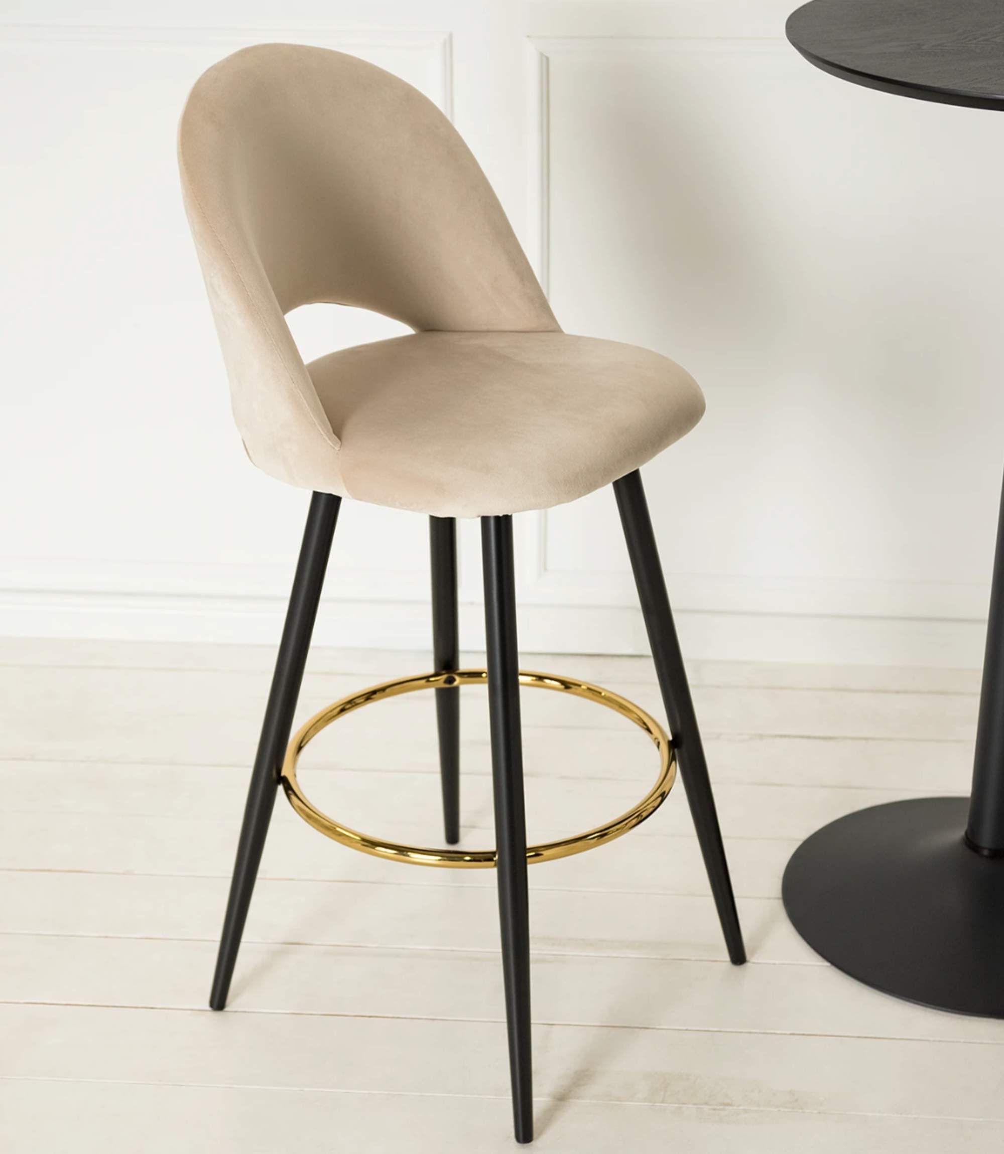 Bar stool Velvet Metal Cream