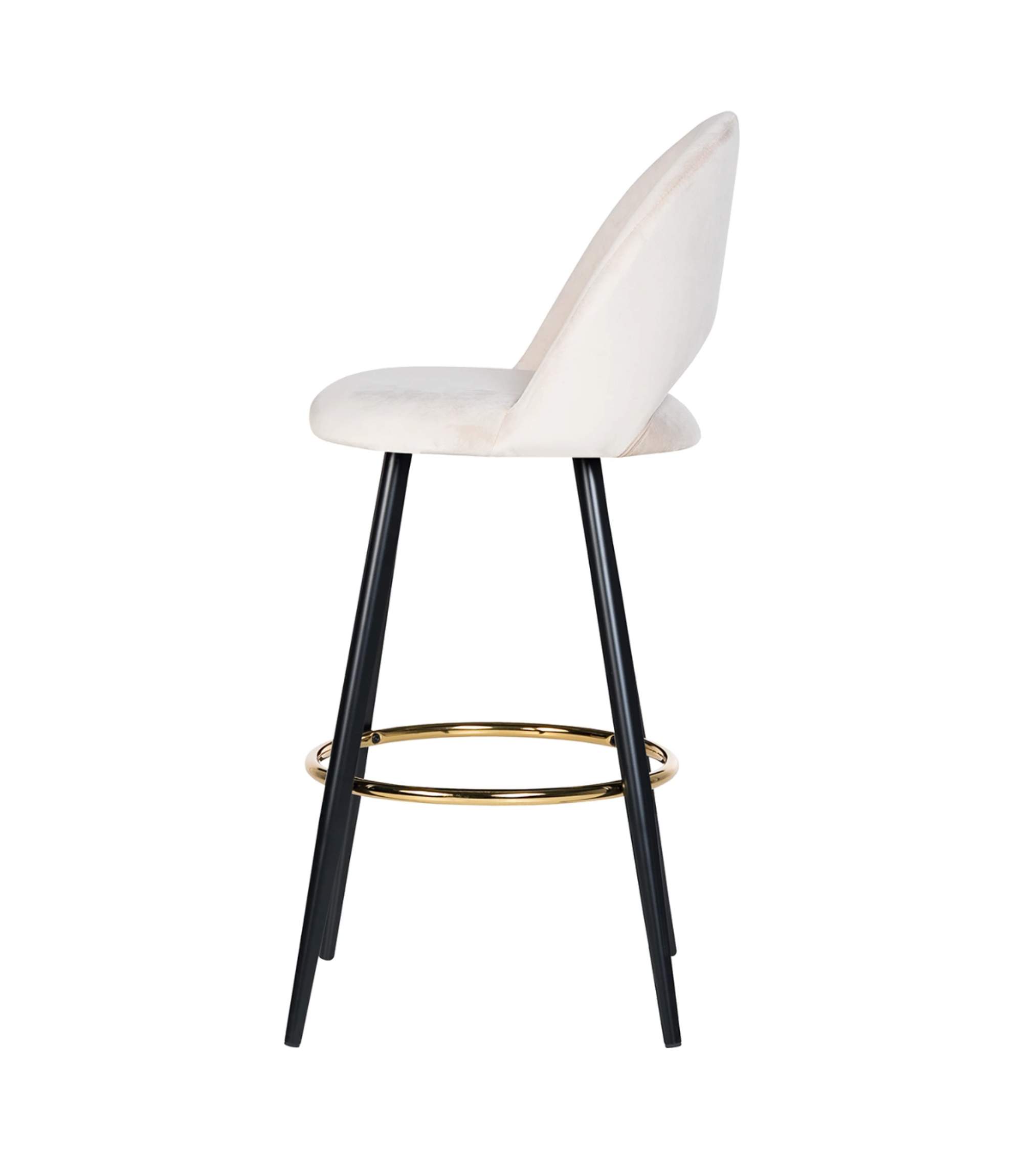 Bar stool Velvet Metal Cream