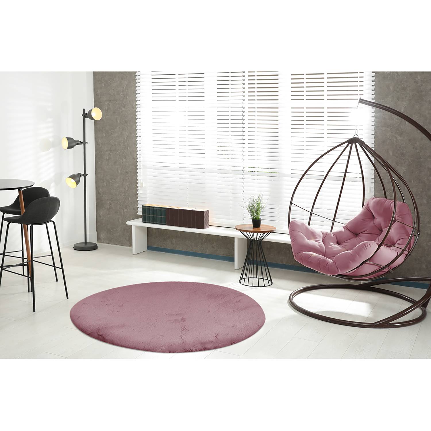 Shaggy rug Rabbit Light Pink Ø 120cm