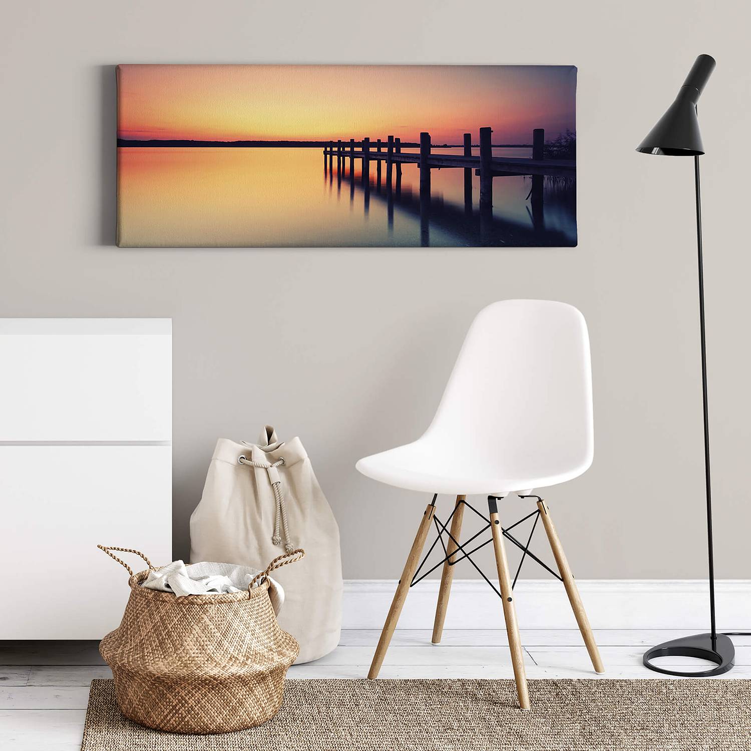 Picture print Lonely Bridge Polyester Orange / Blue