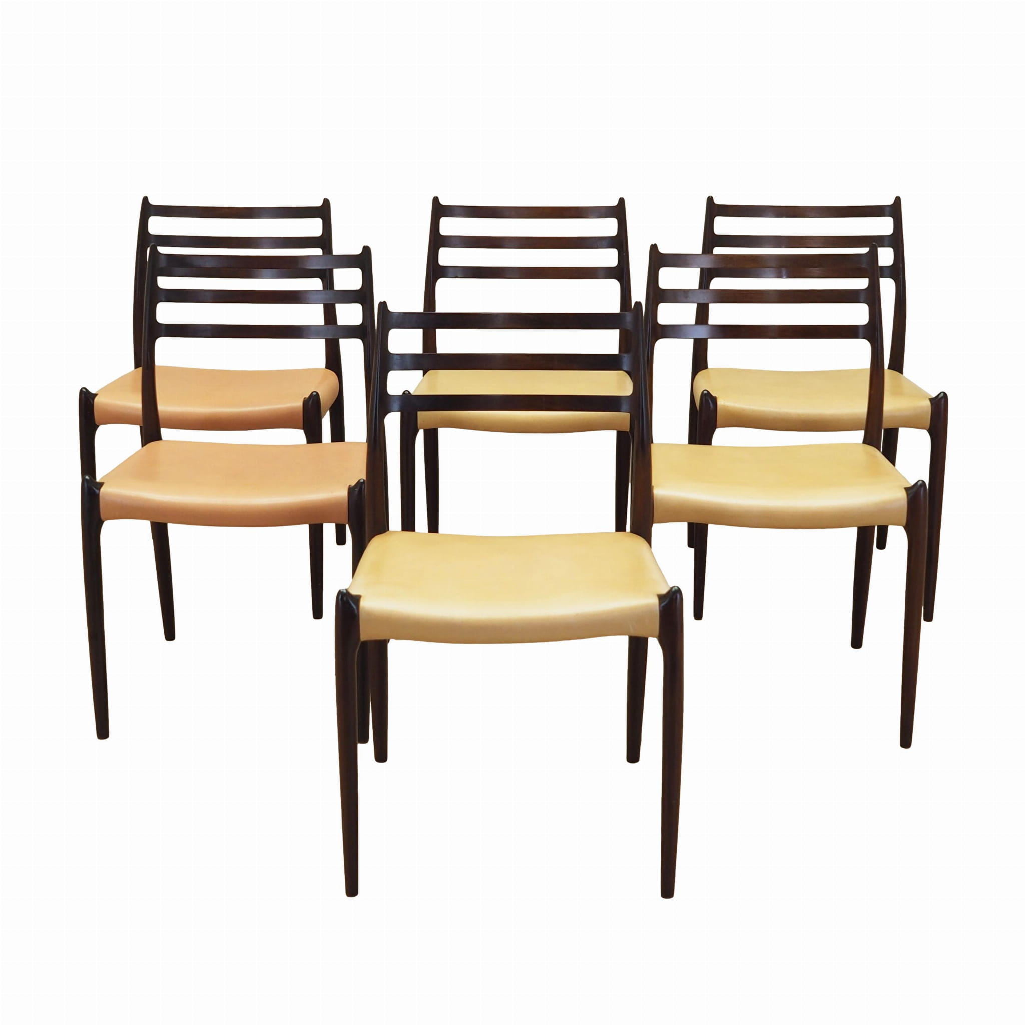 Sechser-Set Mahogany Stühle 1960 Jahre