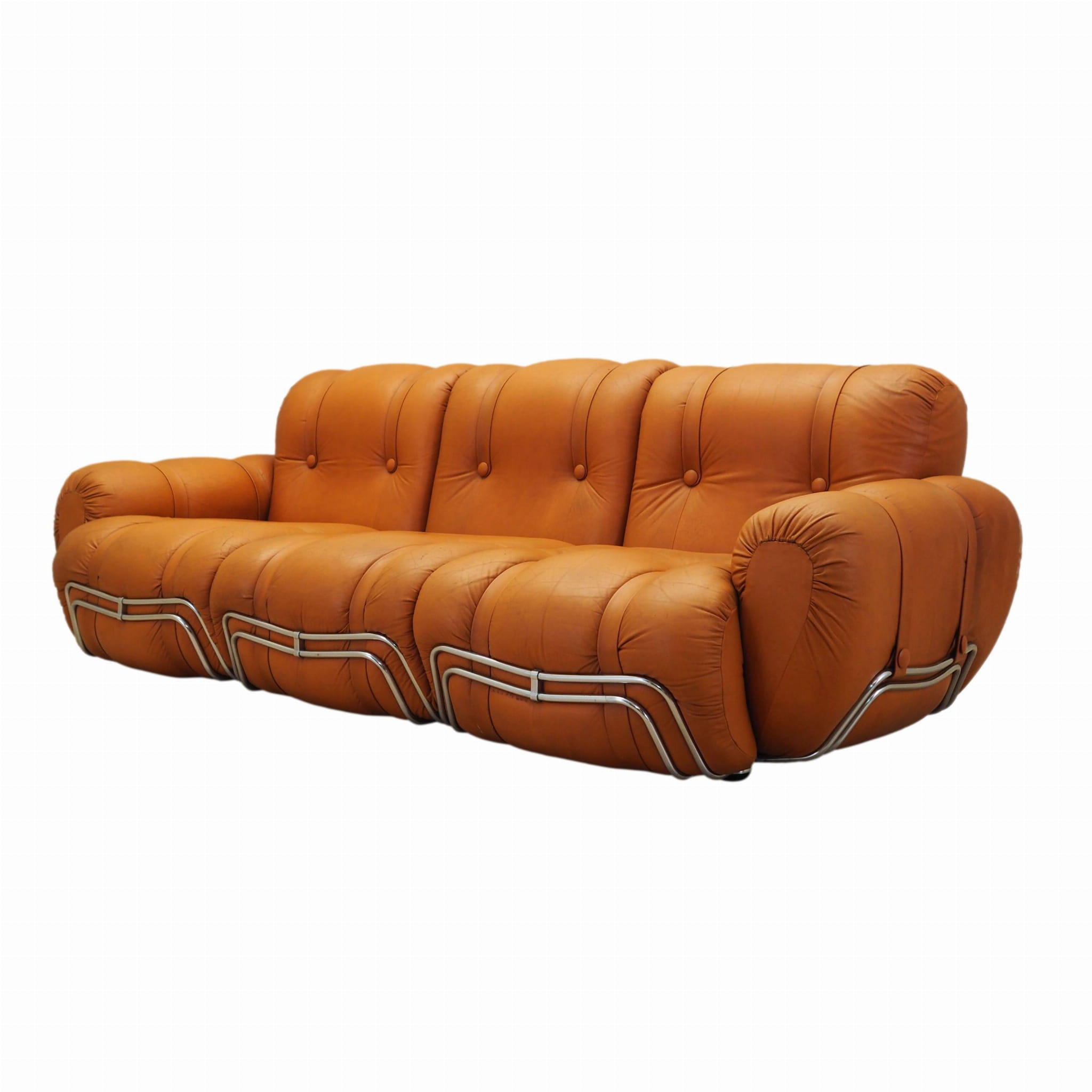 Divano Space Age a 3 posti arancione anni '60