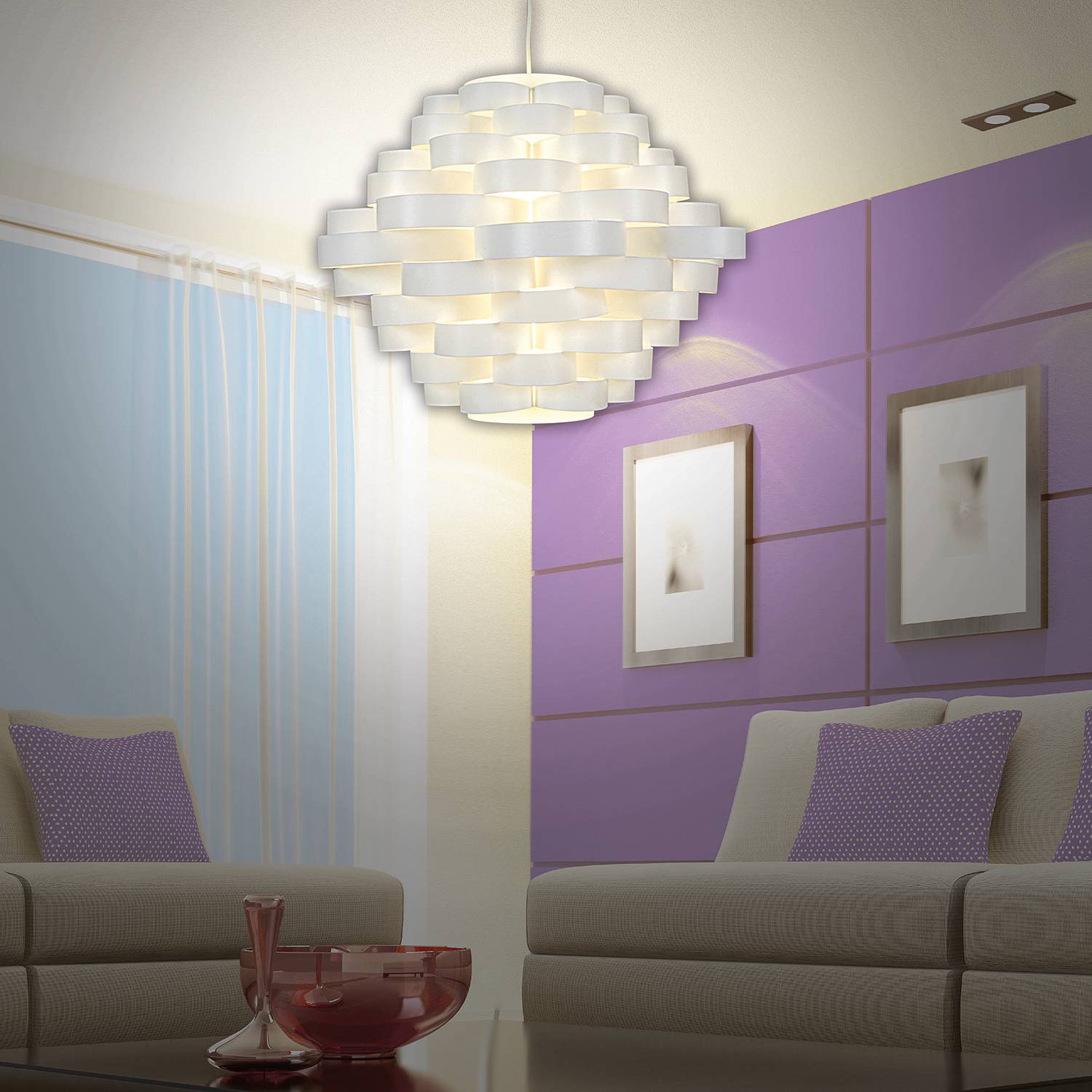 White Line Pendant Lamp Paper White